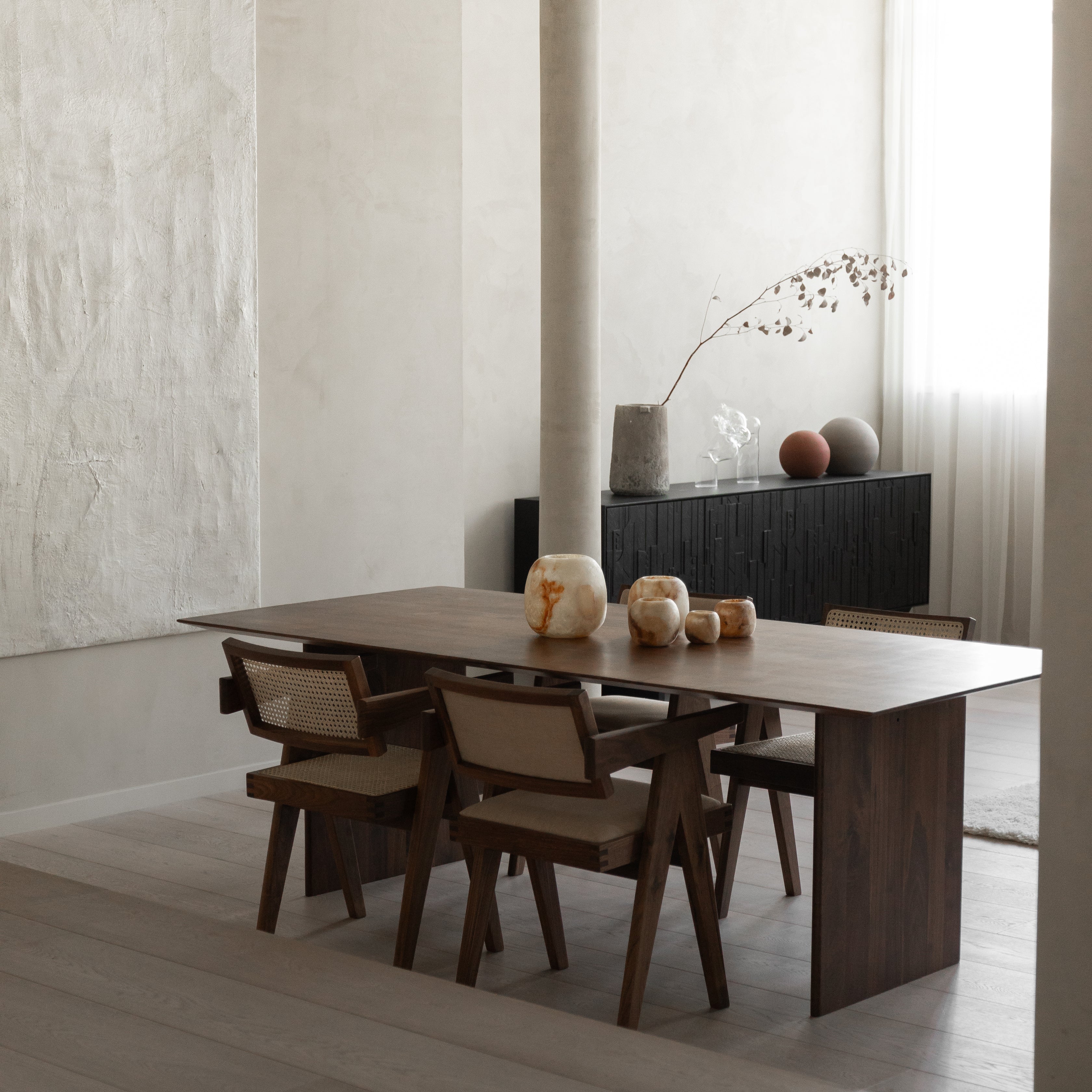 Houten rechthoekige eettafel - Mazu - Notenhout