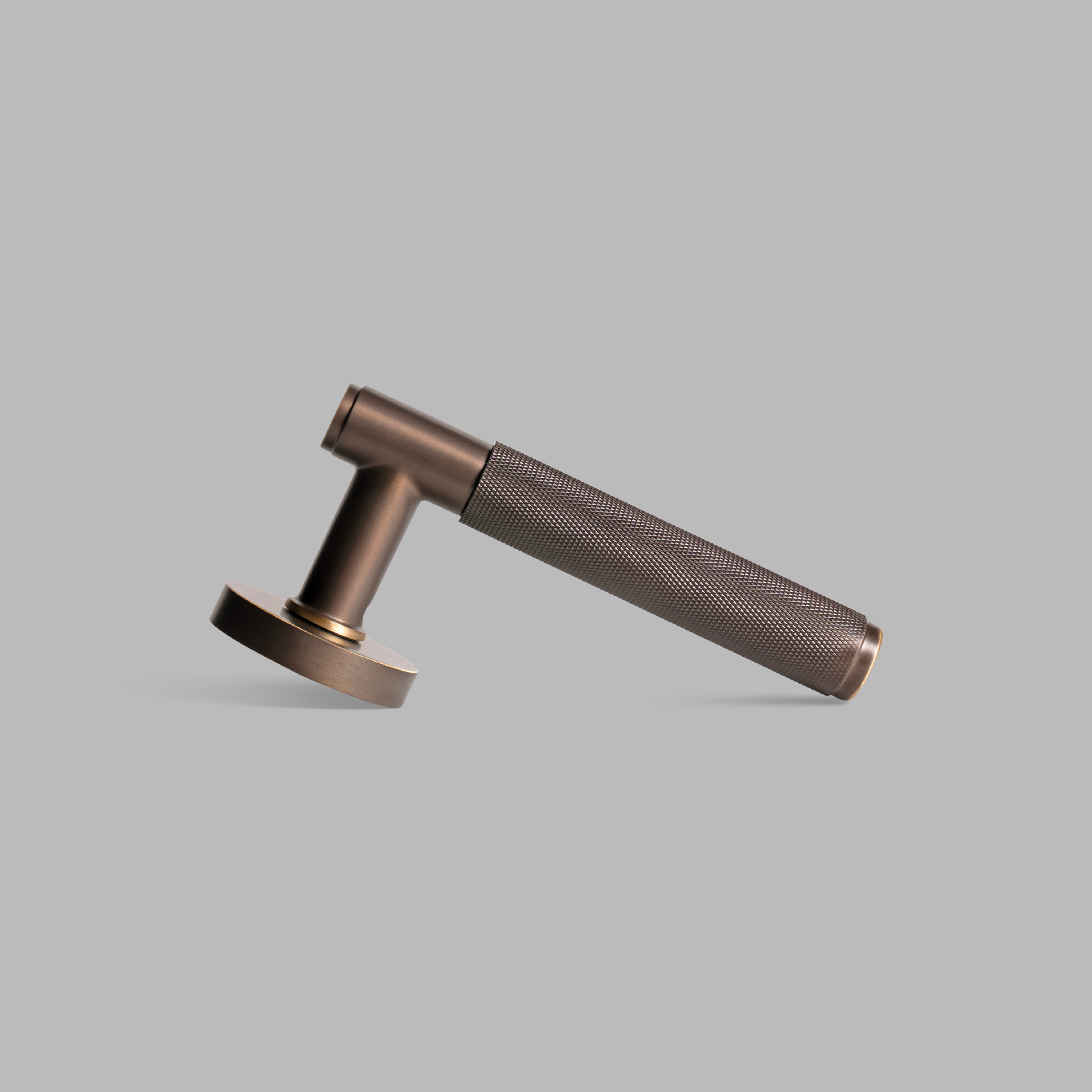 Smoked Bronze Brass door handle set with lock