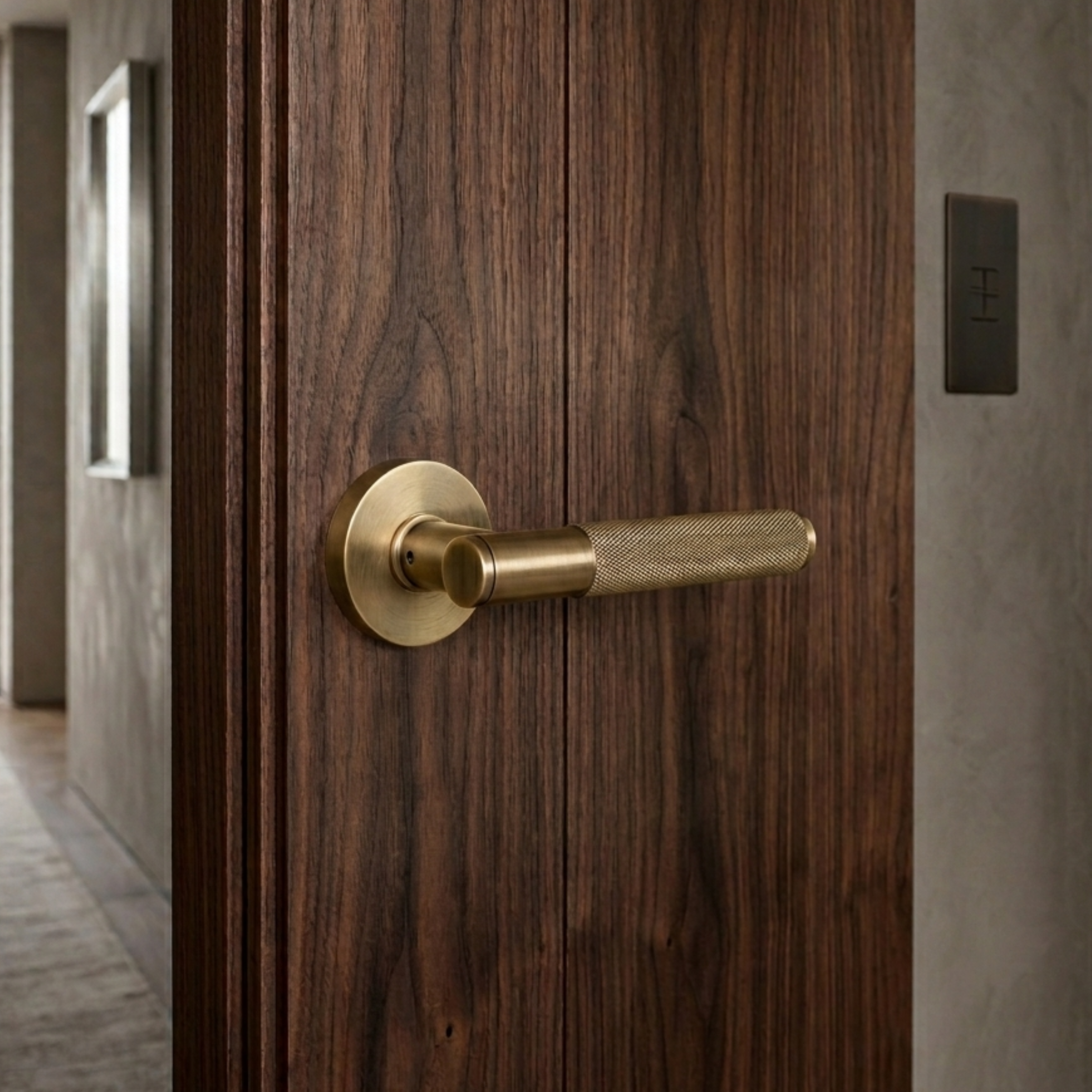 Smoked Bronze Brass Door Handle Set - no lock