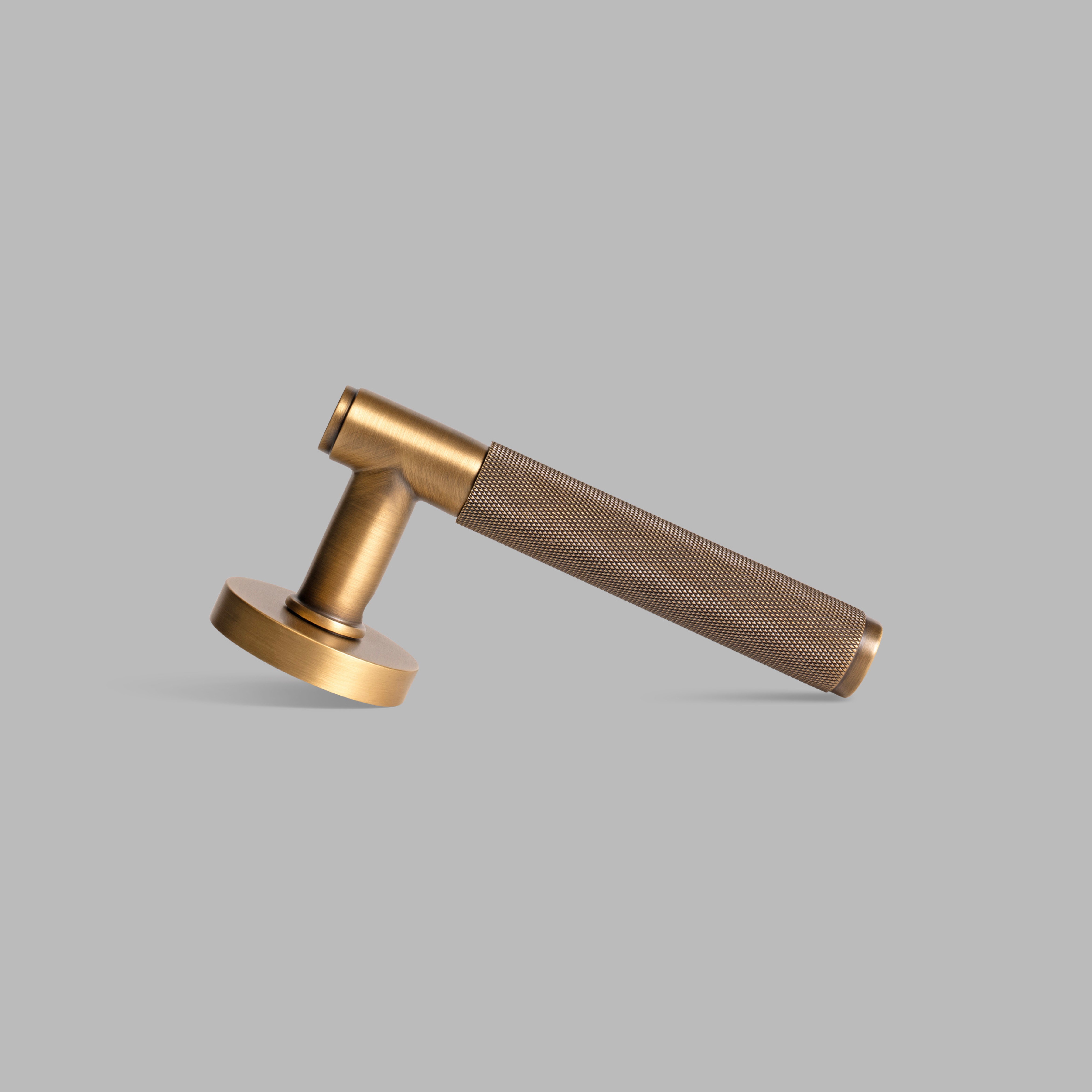 Smoked Bronze Brass Door Handle Set - no lock