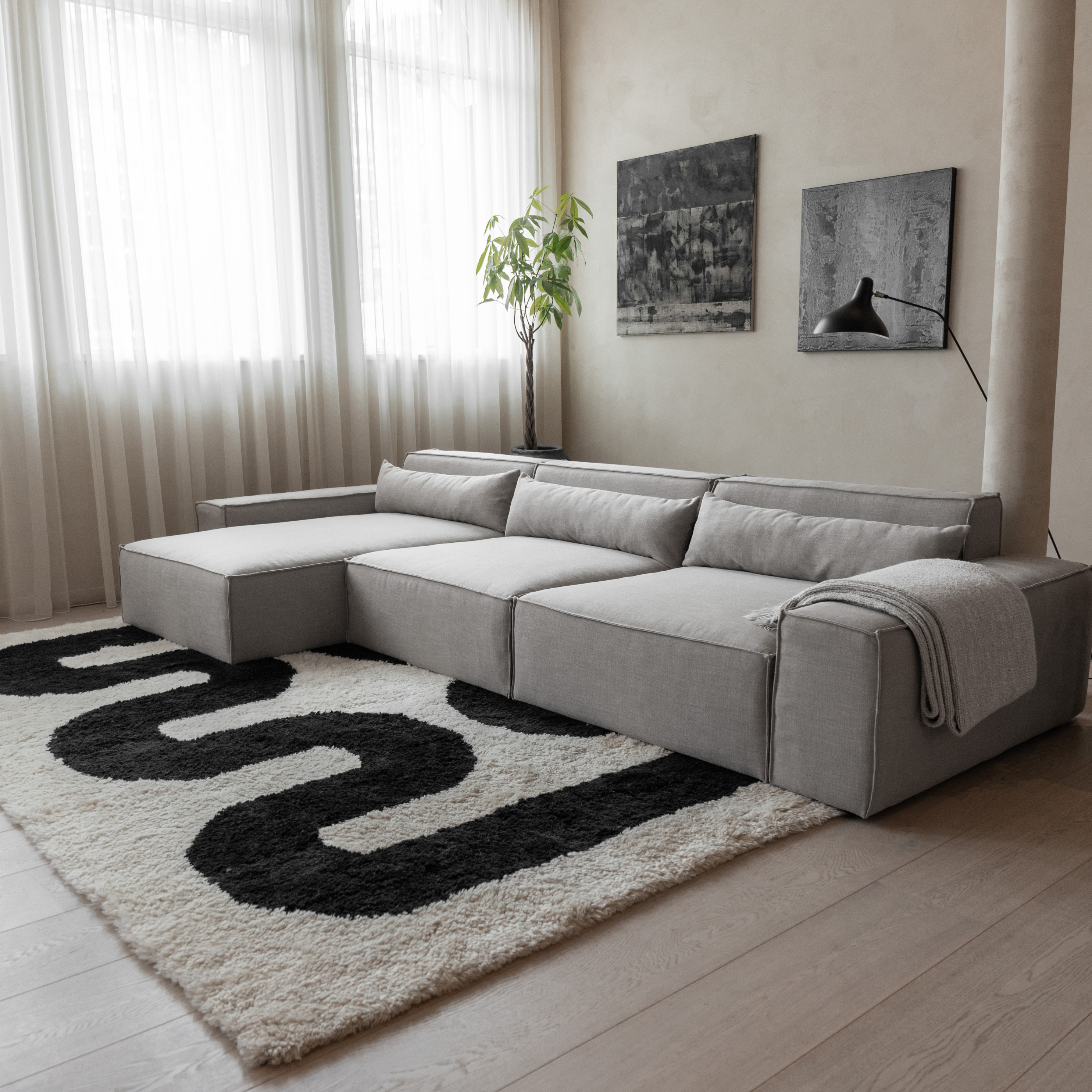 Modulaire Loungebank Malin - 3 zits met chaisse longue links