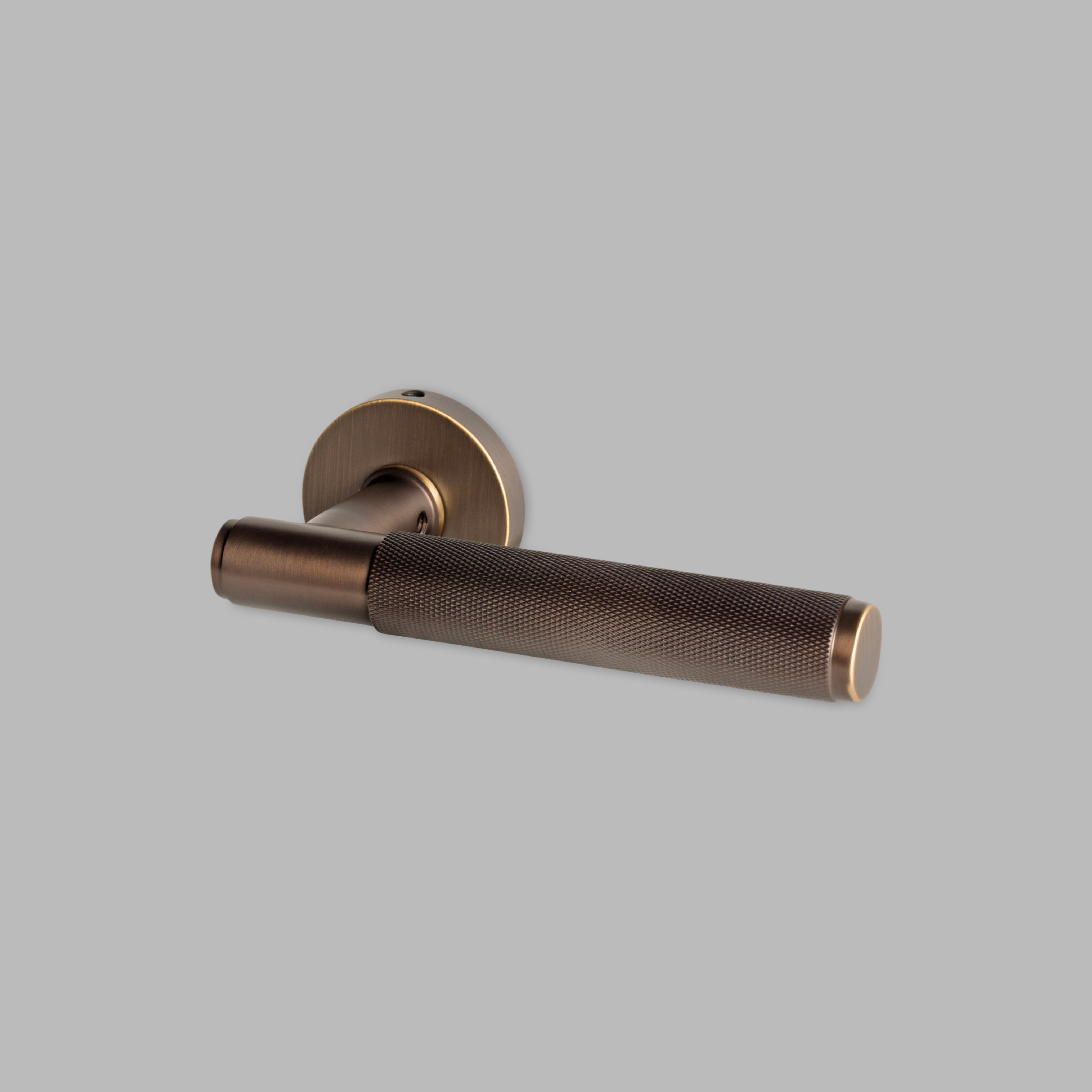 Smoked Bronze Brass Door Handle Set - no lock