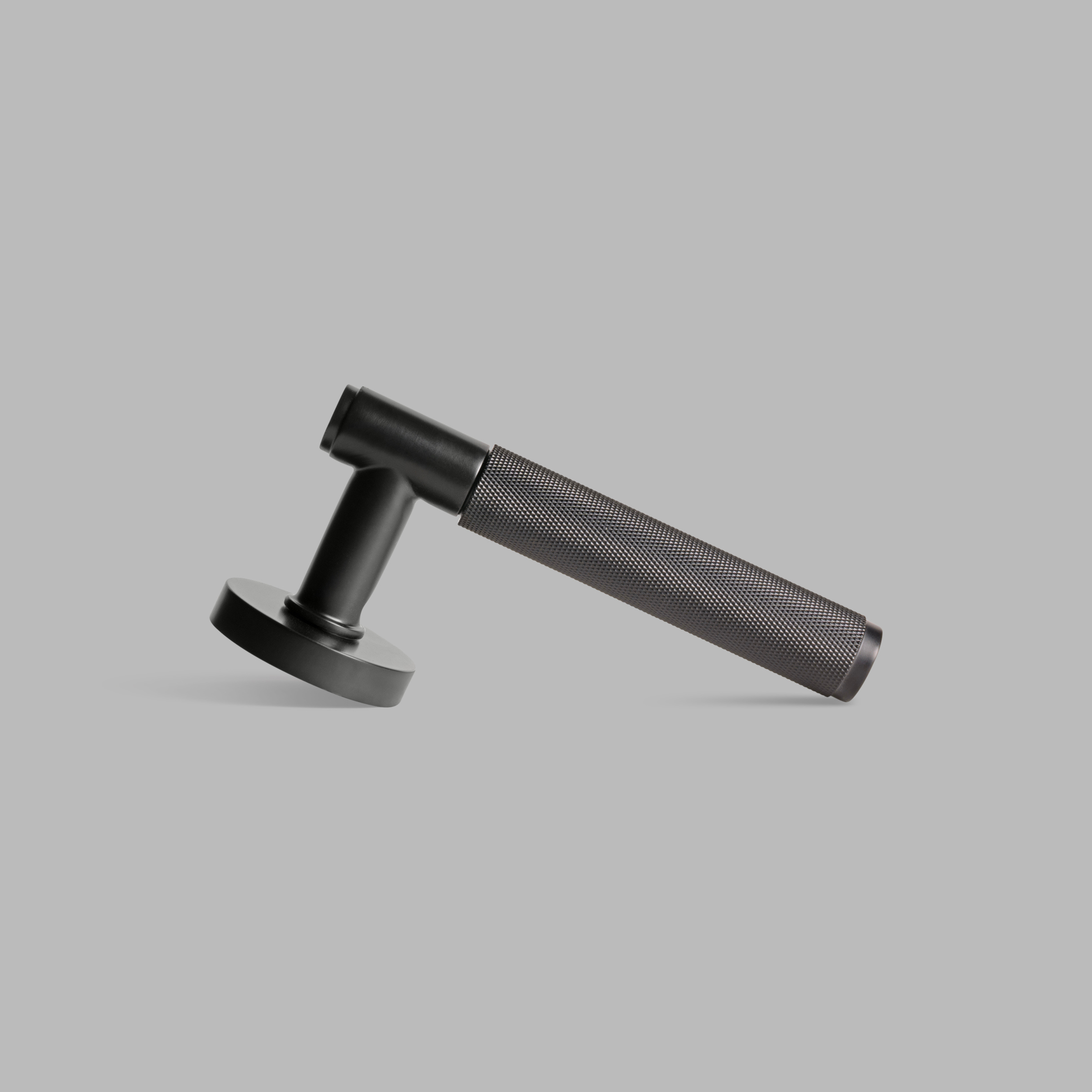 Black Brass door handle set with lock
