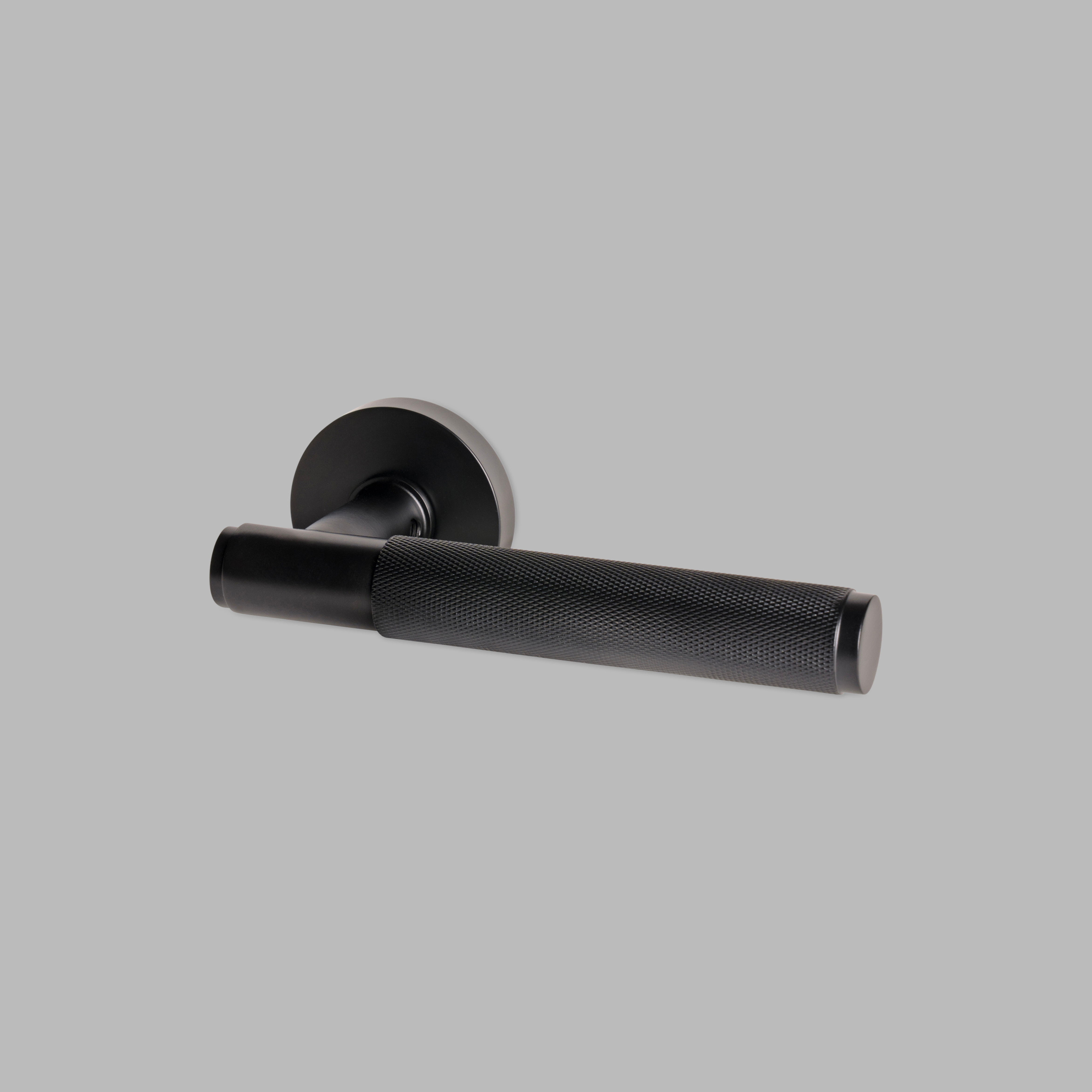 Black Brass door handle set with lock