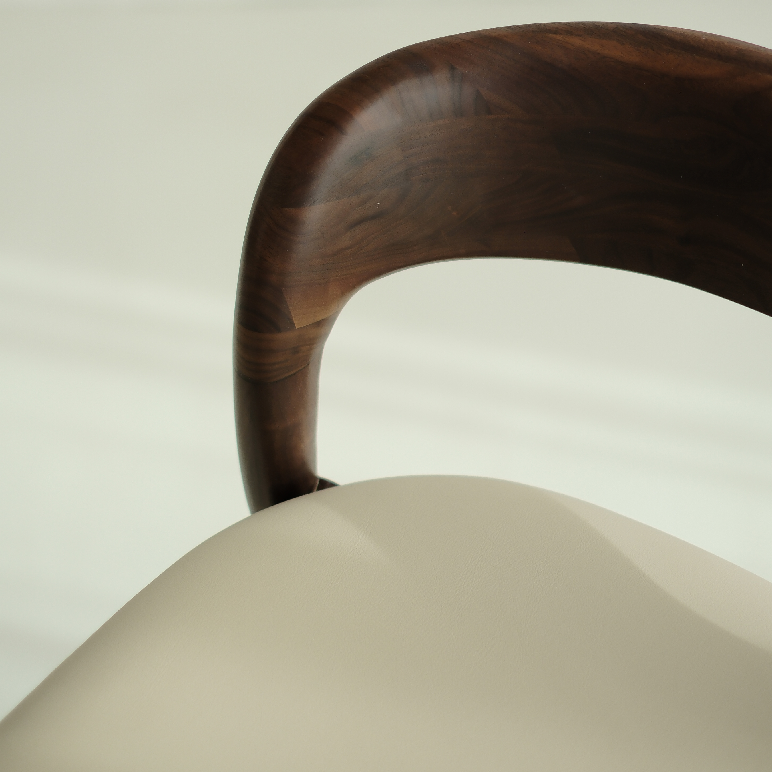 Kana barkruk walnoot hout - Beige leer