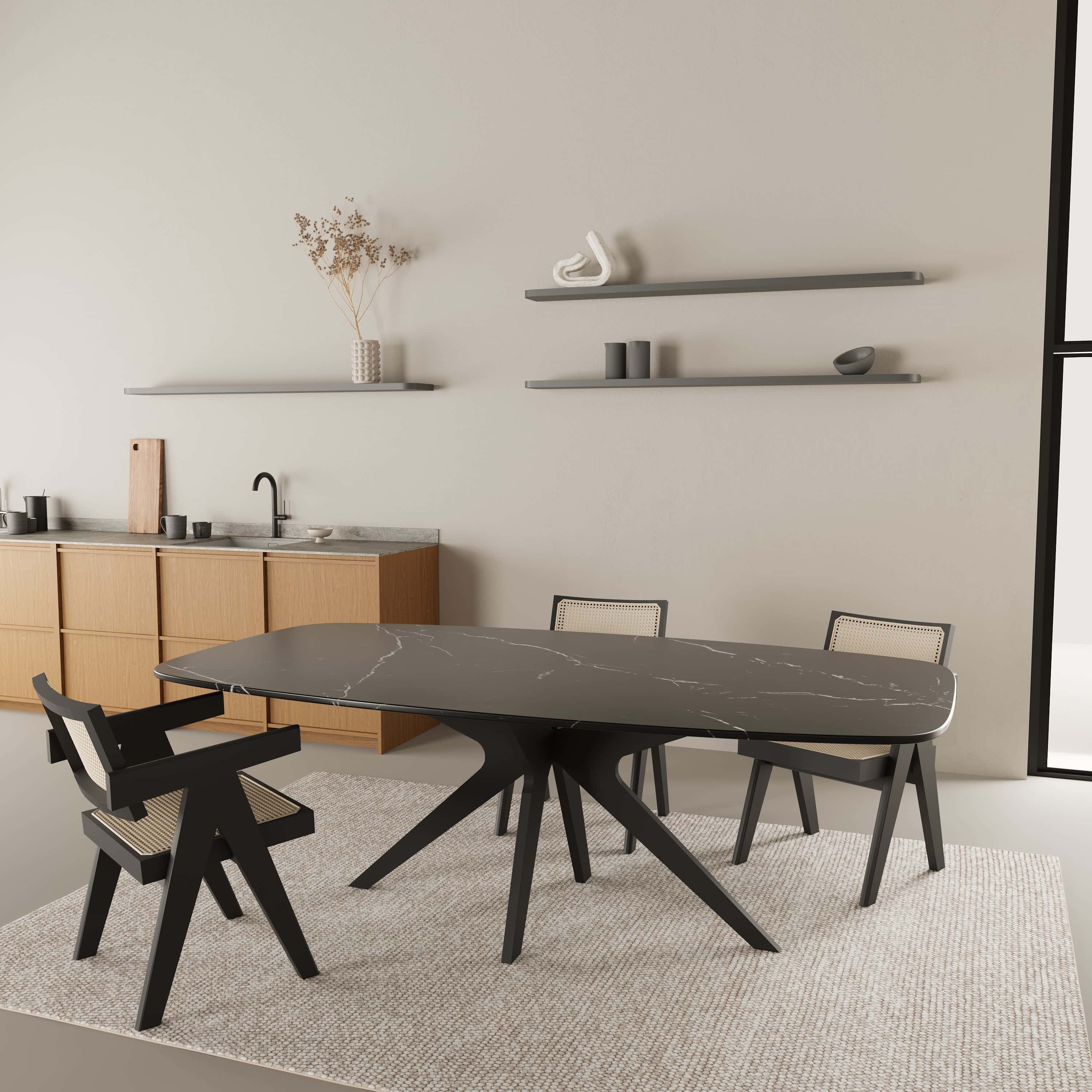 Deens ovale marmeren eettafel - Roman onderstel