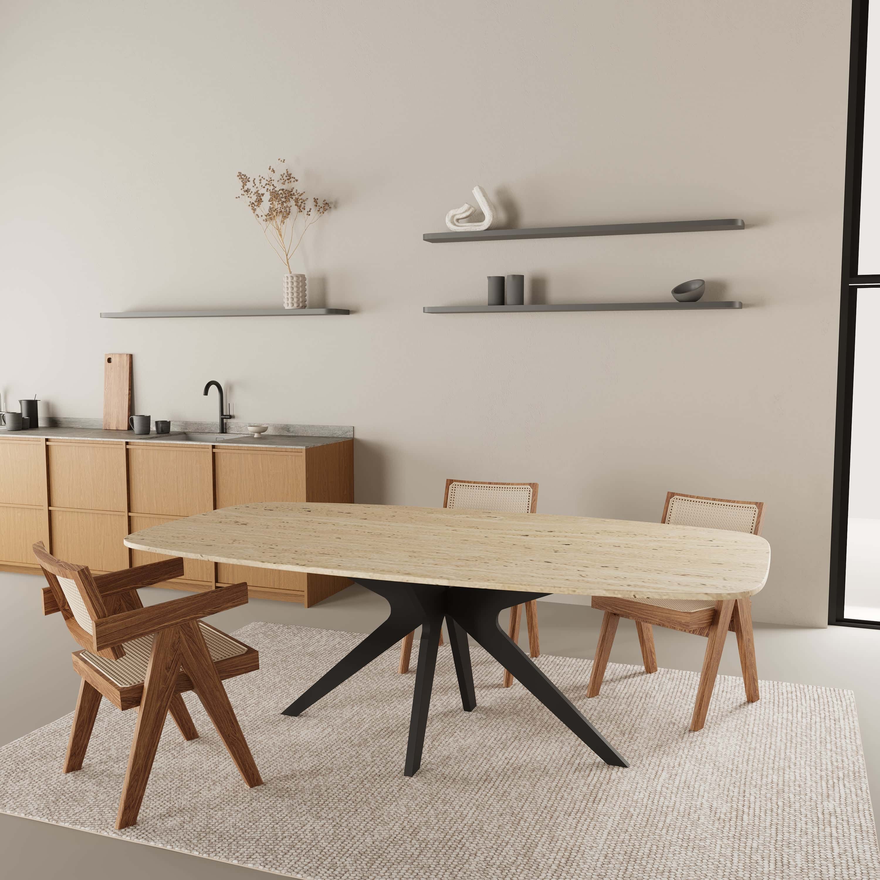 Deens ovale marmeren eettafel - Roman onderstel