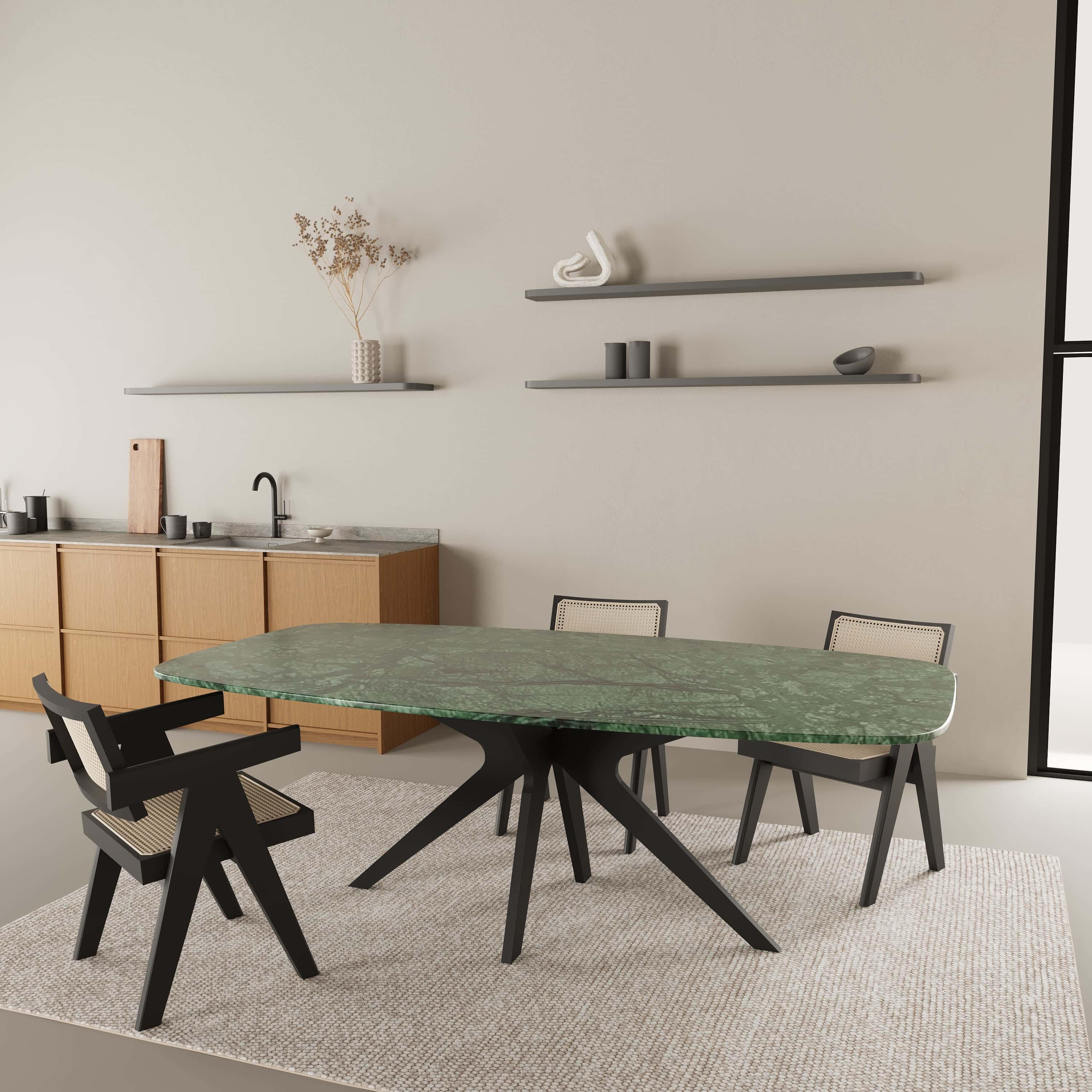 Deens ovale marmeren eettafel - Roman onderstel