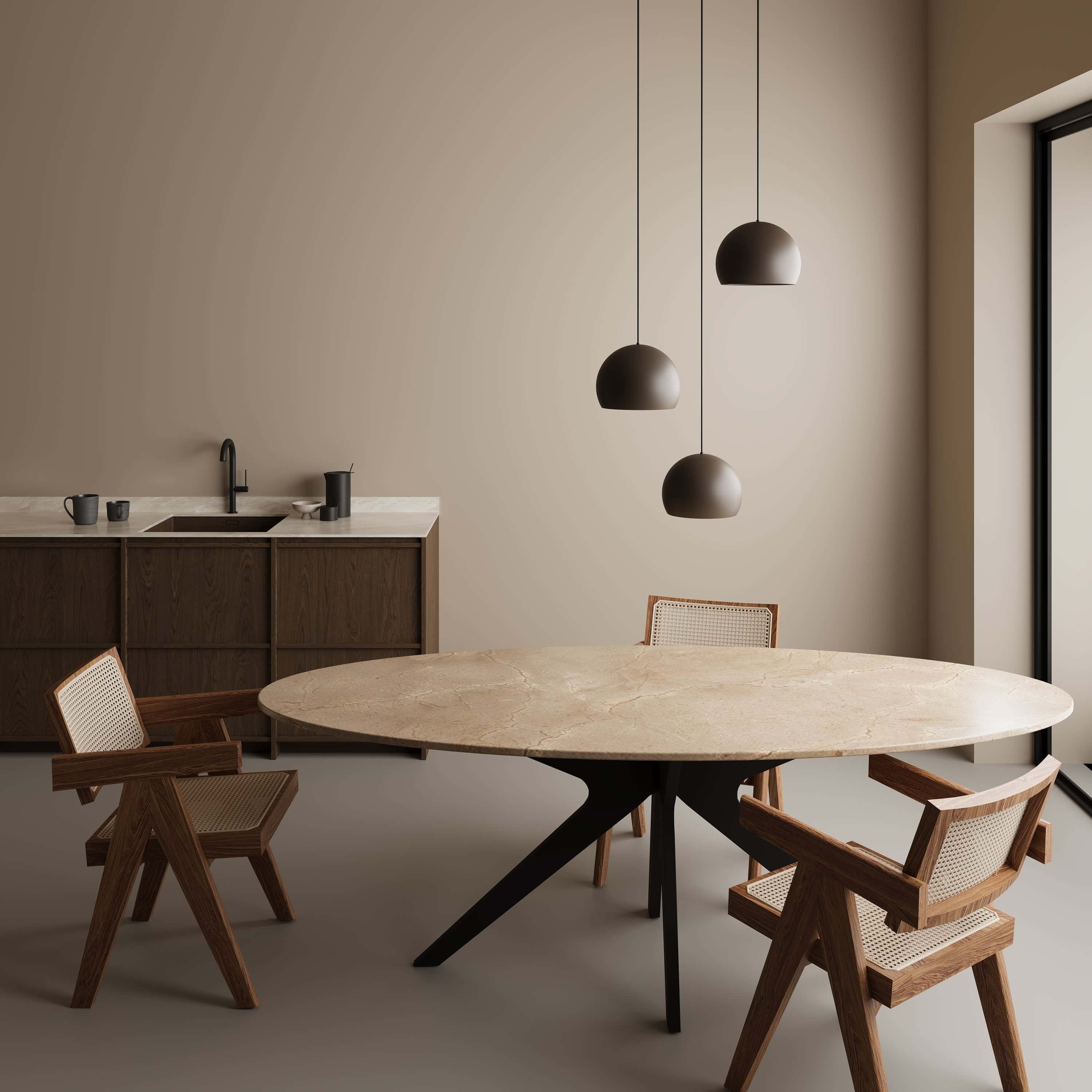 Ovale marmeren eettafel - Roman onderstel