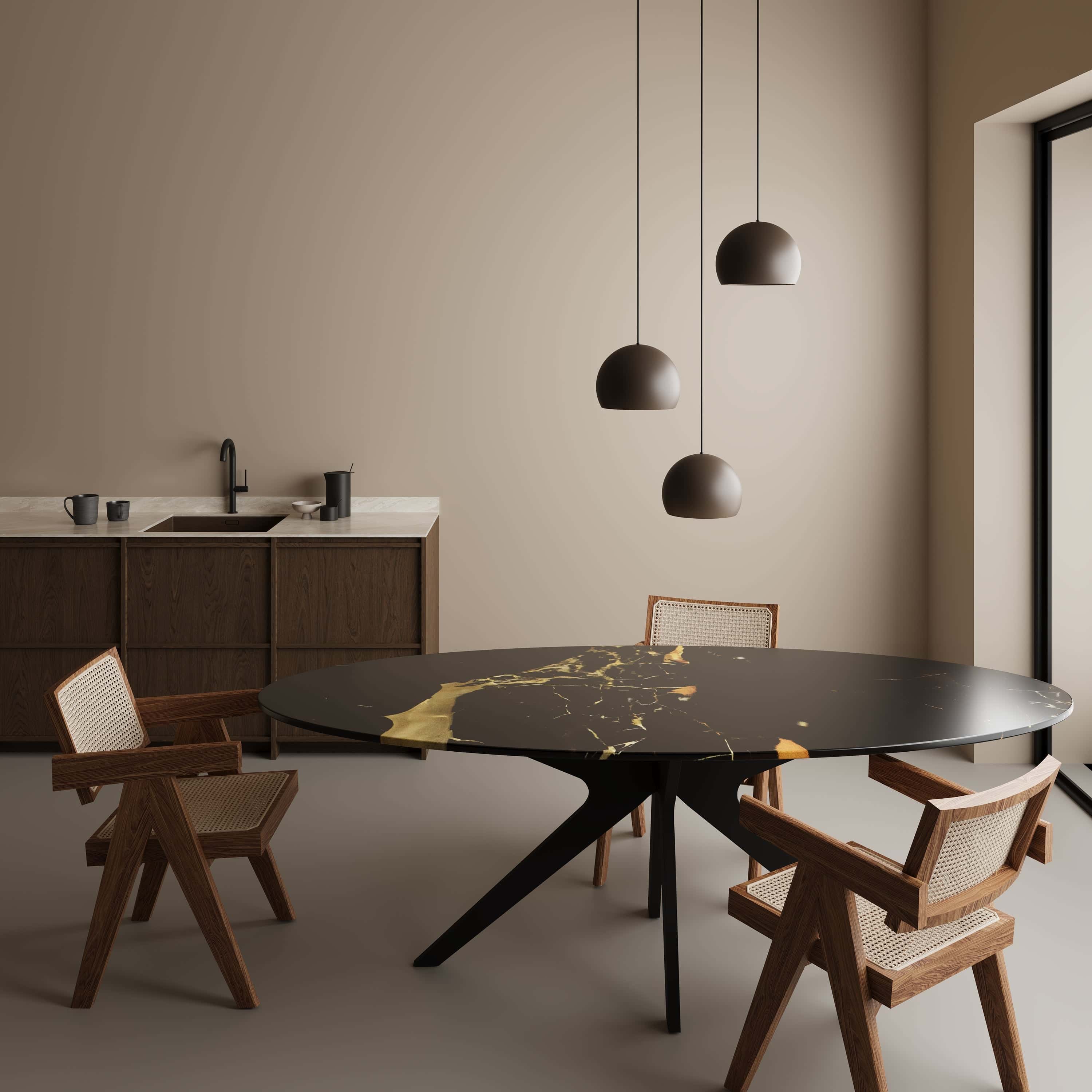 Ovale marmeren eettafel - Roman onderstel