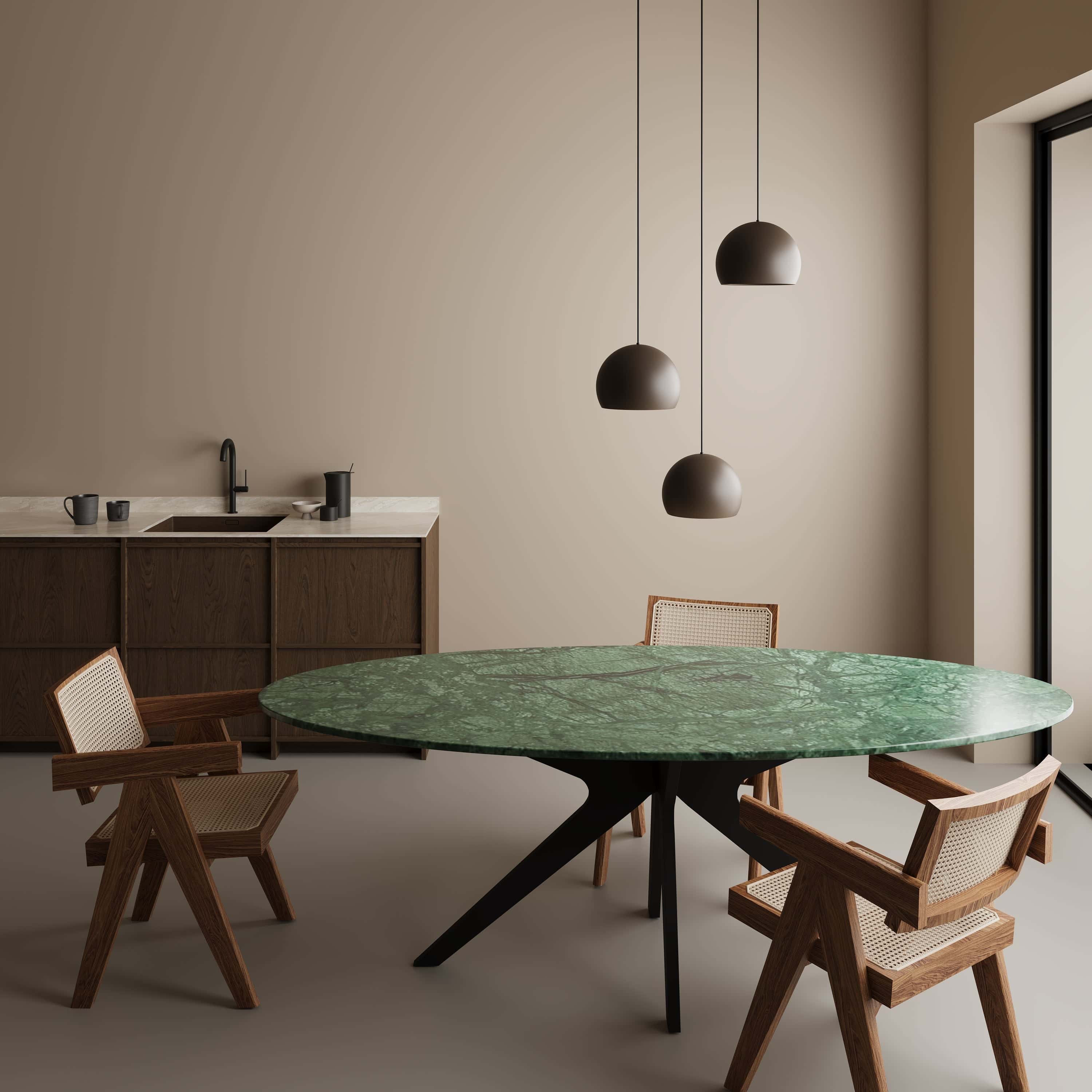 Ovale marmeren eettafel - Roman onderstel