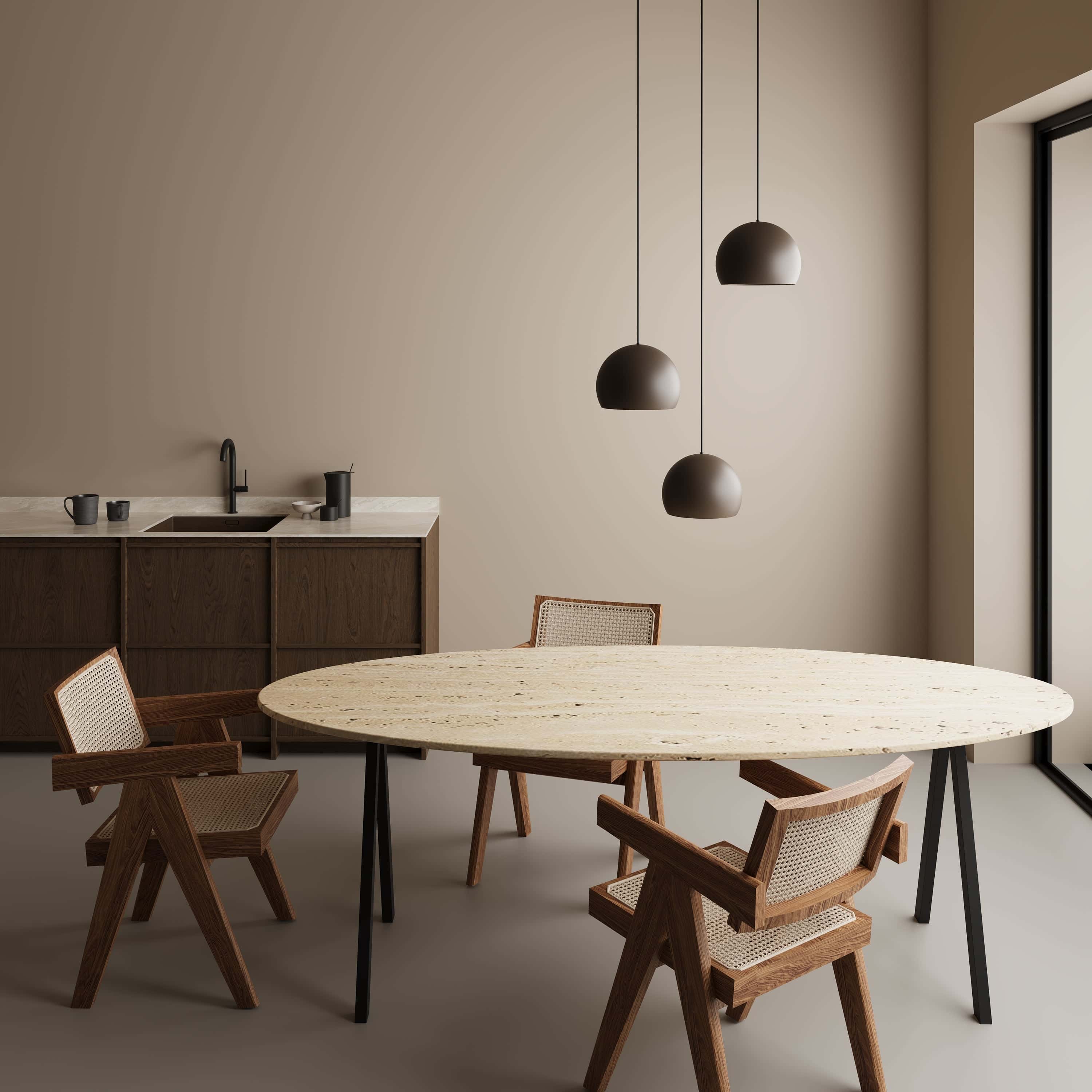 Ovale marmeren eettafel - V-onderstel