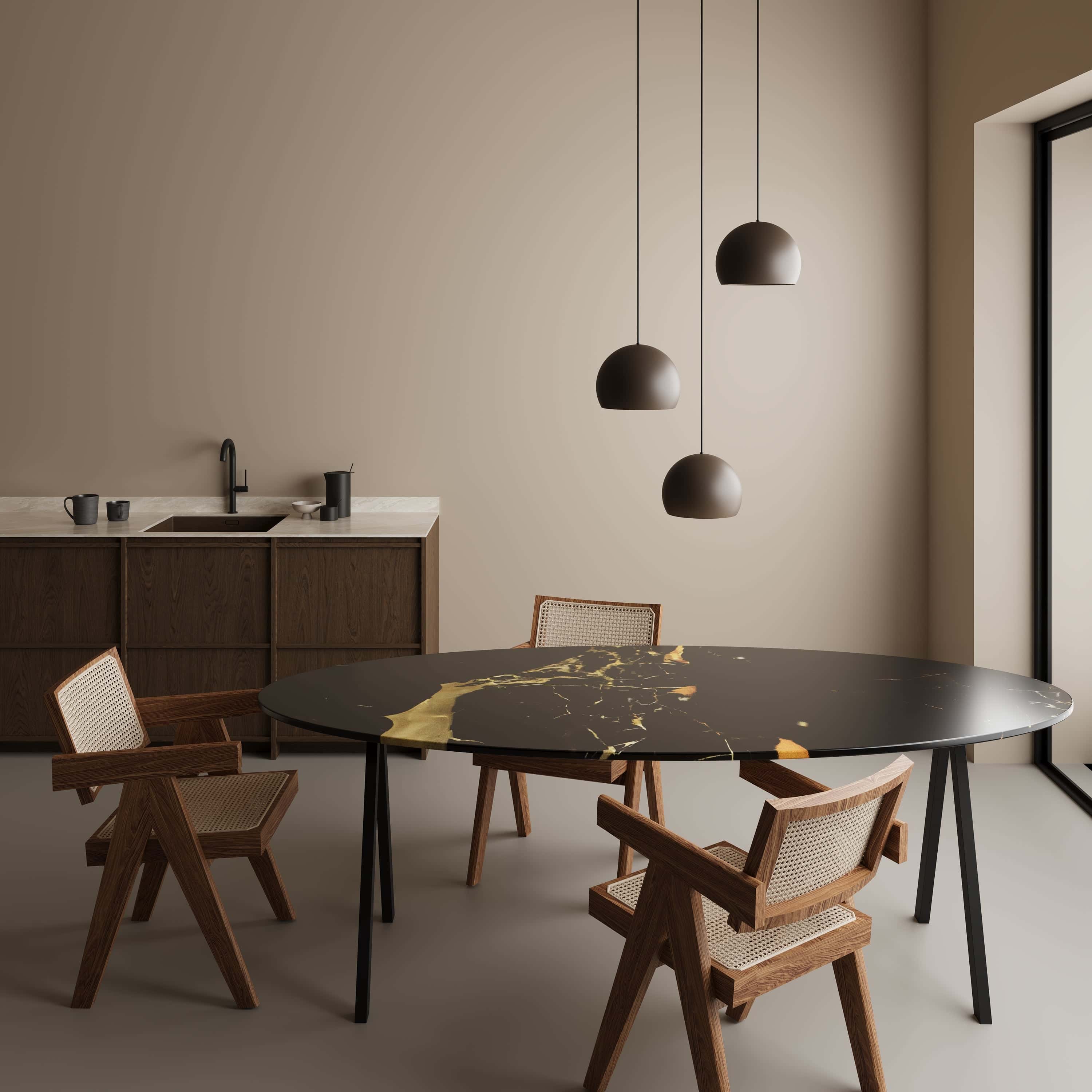 Ovale marmeren eettafel - V-onderstel