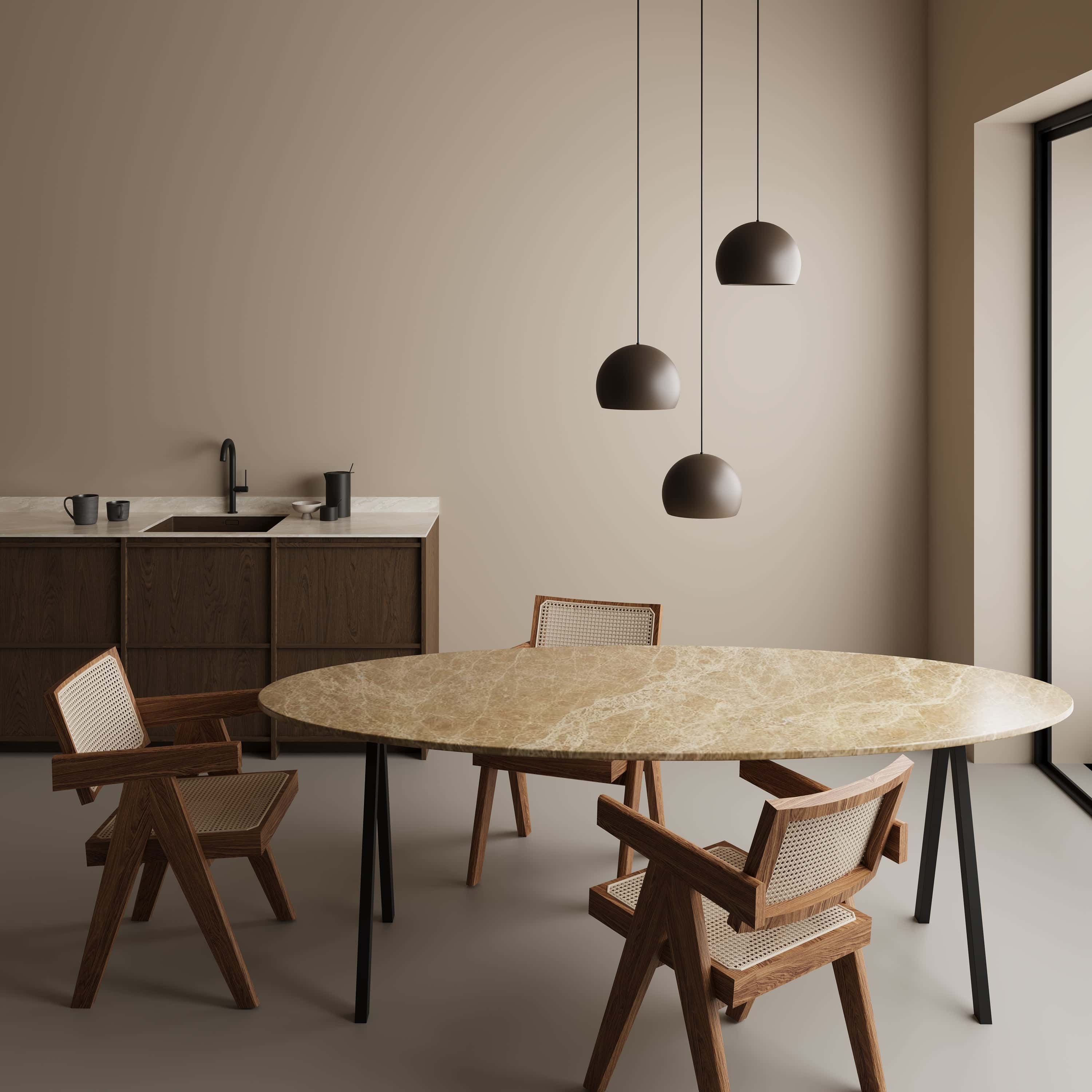 Ovale marmeren eettafel - V-onderstel