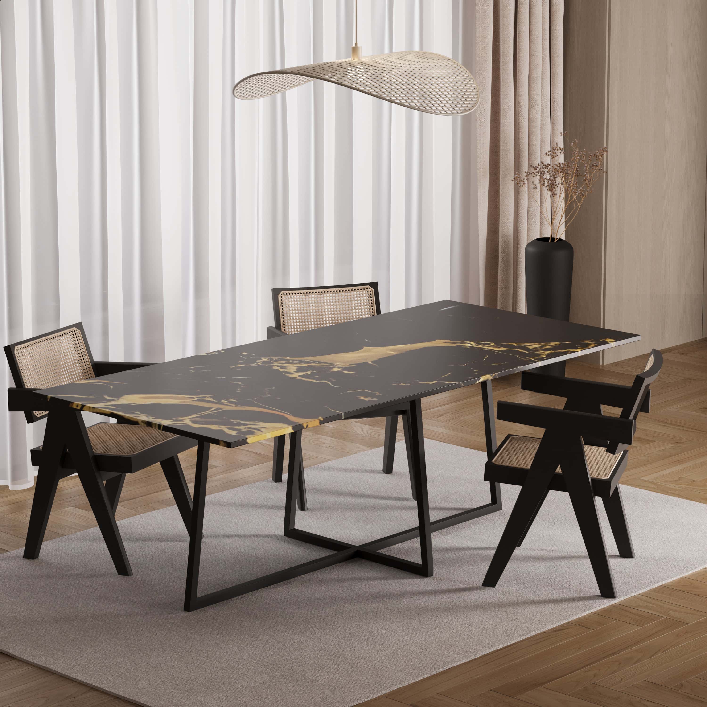 Rechthoekige eettafel - Marmer (Criss-cross)