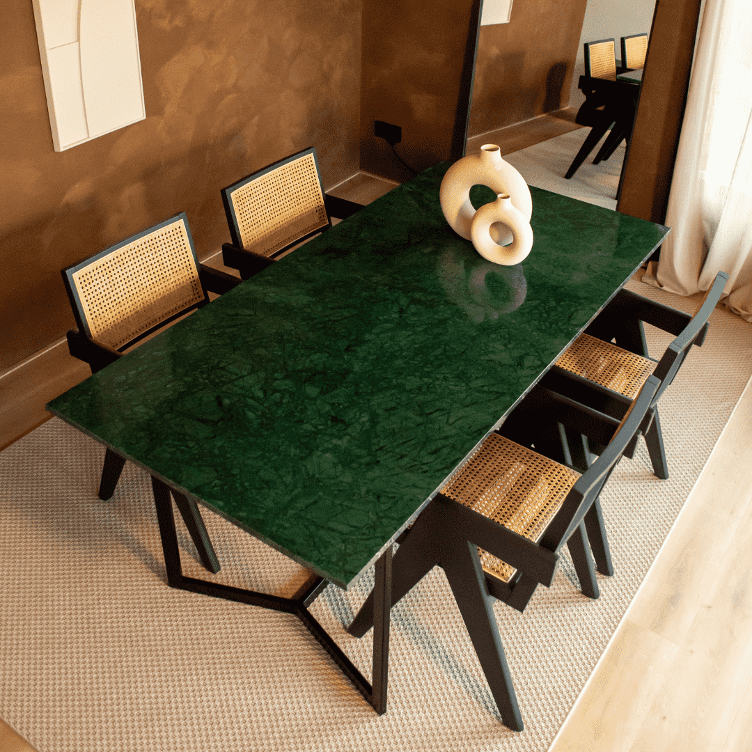 Rechthoekige eettafel - Marmer (Dubbel-Y zwart)