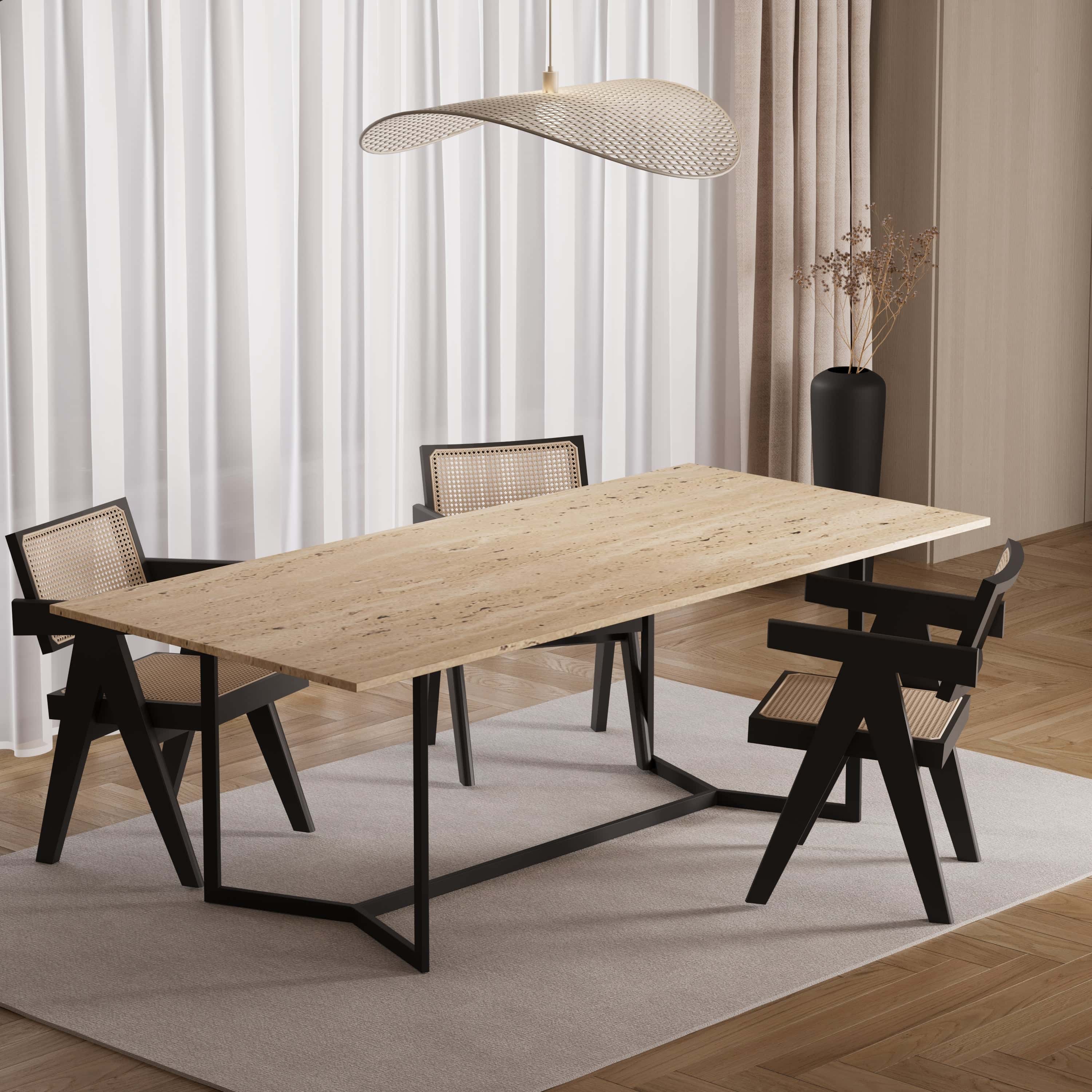 Rechthoekige eettafel - Marmer (Dubbel-Y zwart)