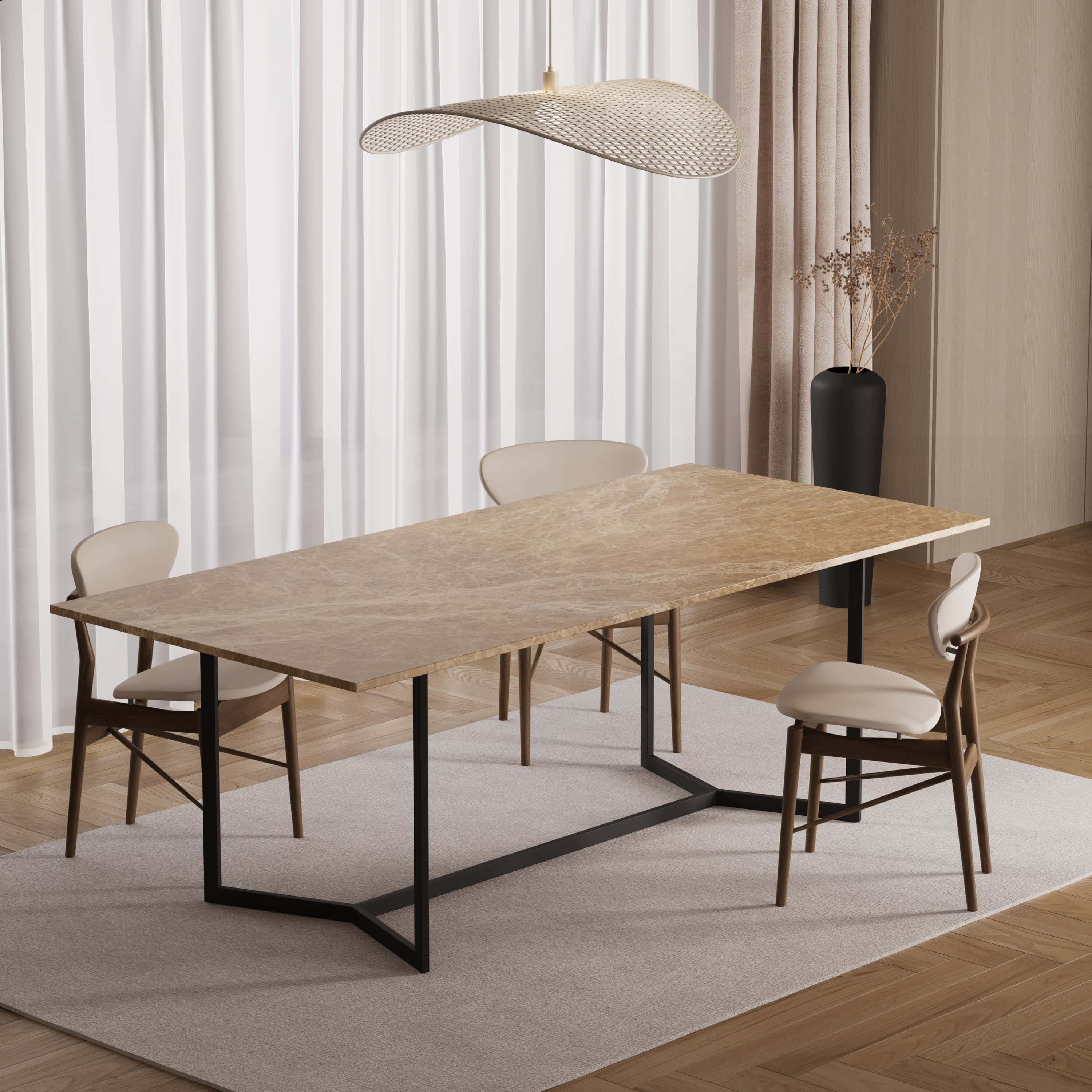 Rechthoekige eettafel - Marmer (Dubbel-Y zwart)