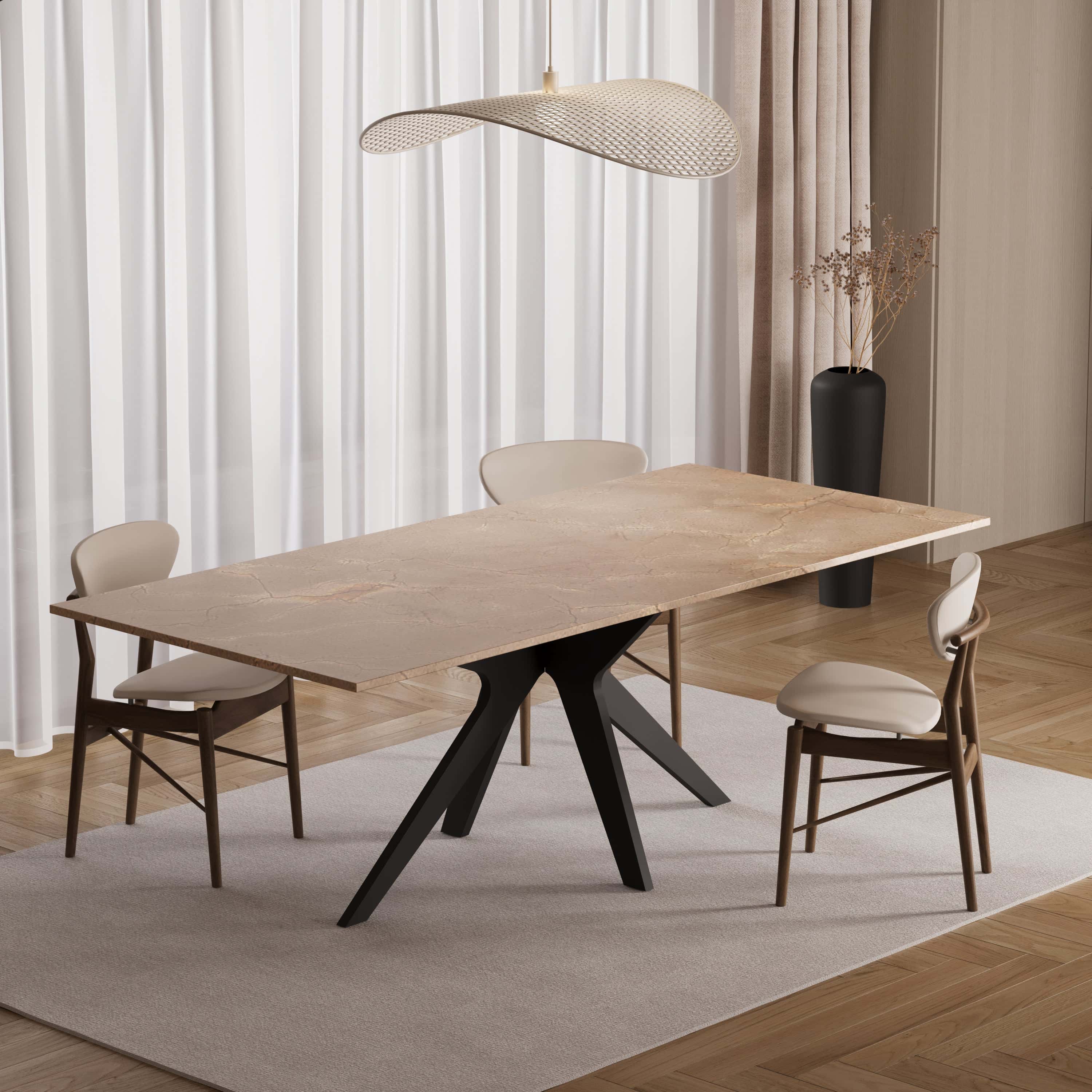 Rechthoekige eettafel - Marmer (Roman onderstel)