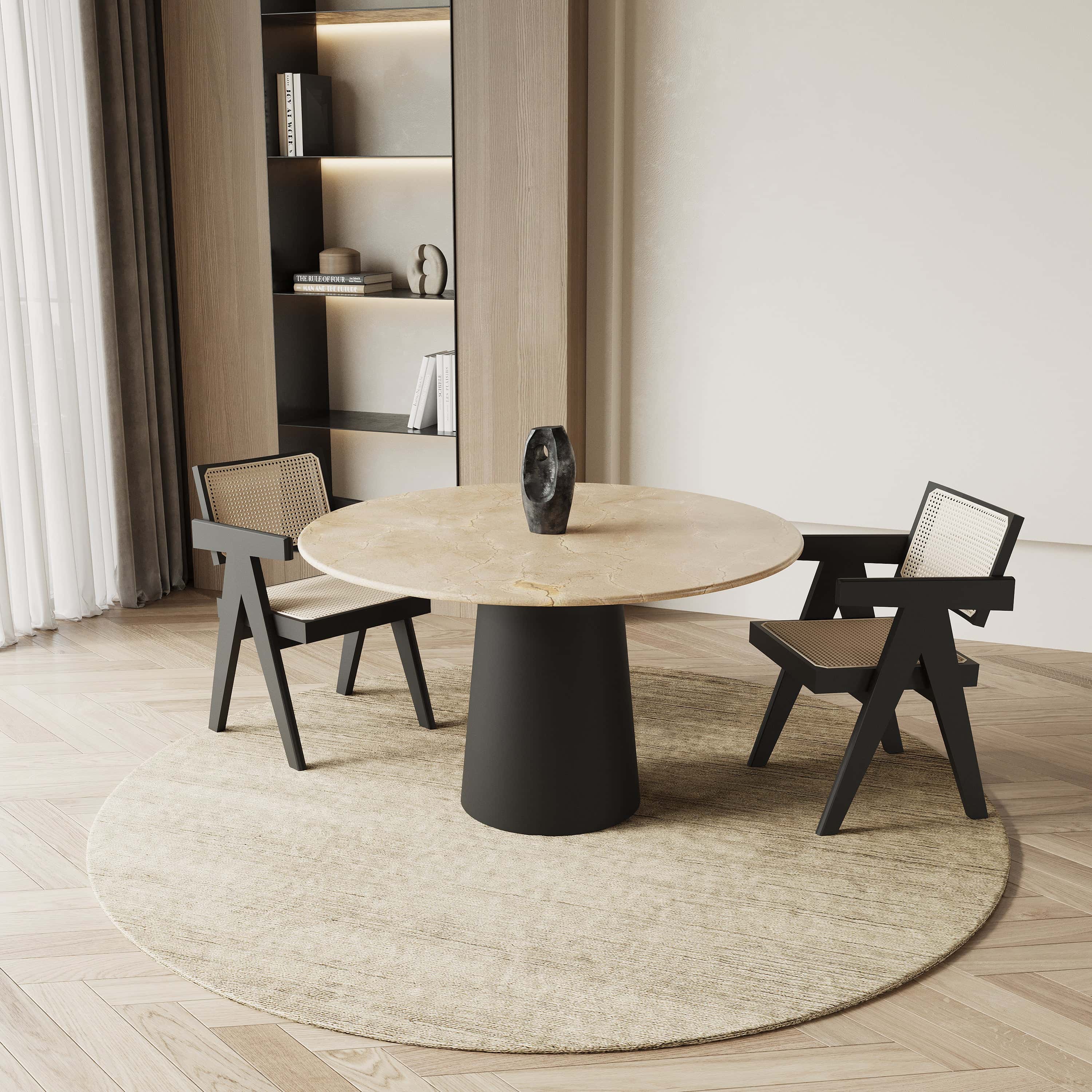 Ronde marmeren eettafel - Cilinder onderstel