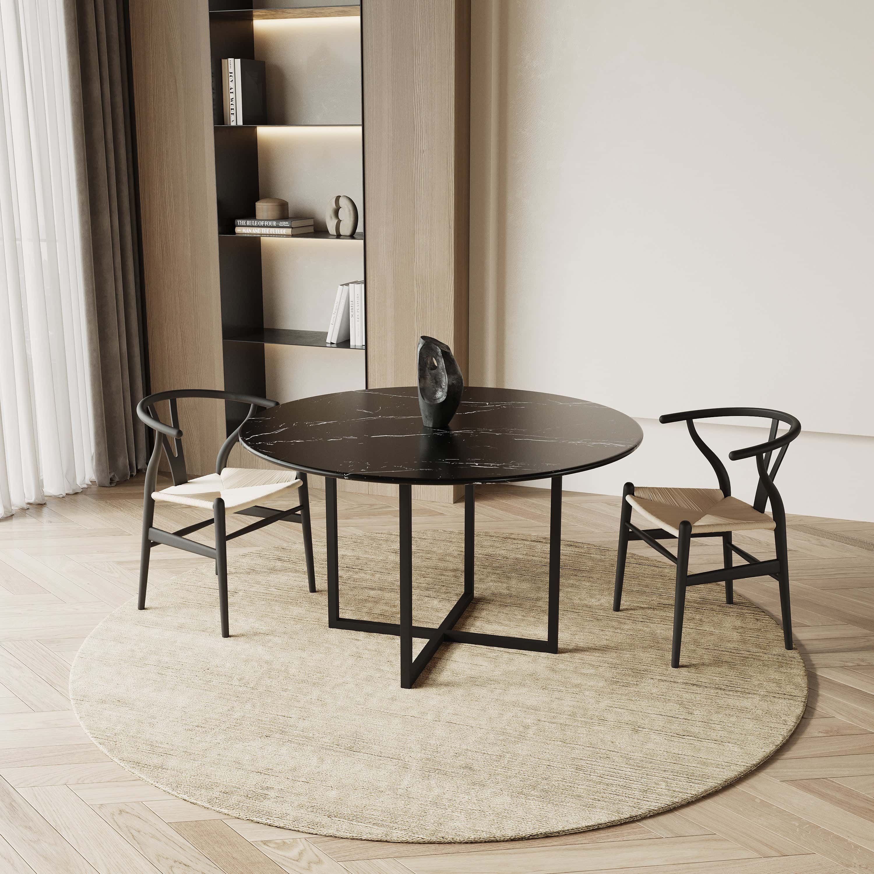 Ronde marmeren eettafel - Criss-cross onderstel