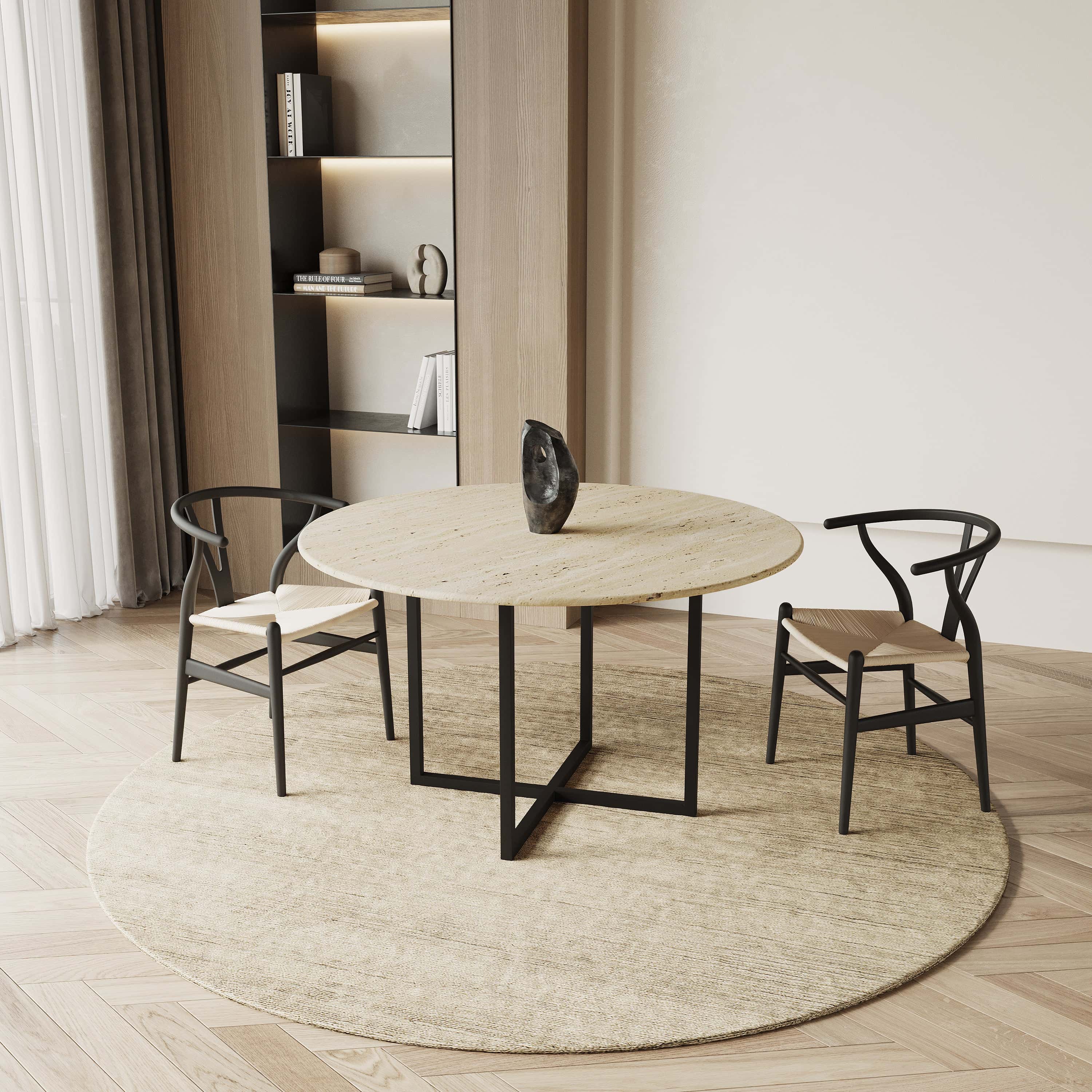 Ronde marmeren eettafel - Criss-cross onderstel