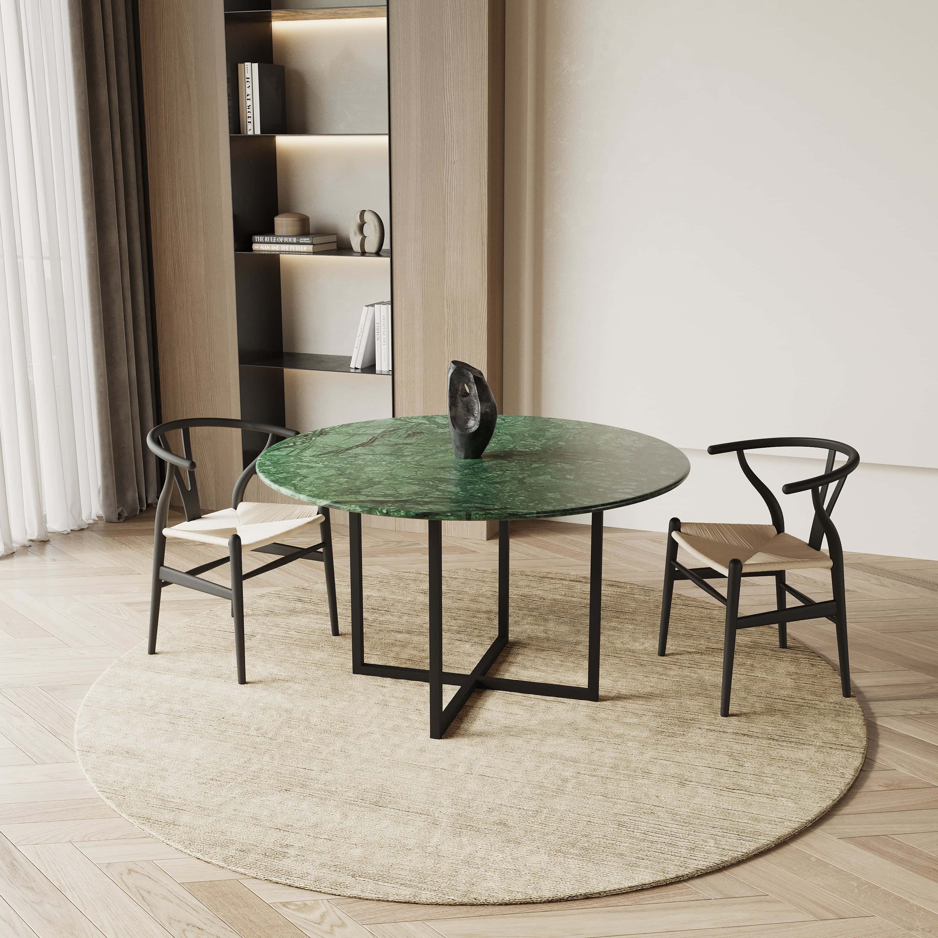 Ronde marmeren eettafel - Criss-cross onderstel