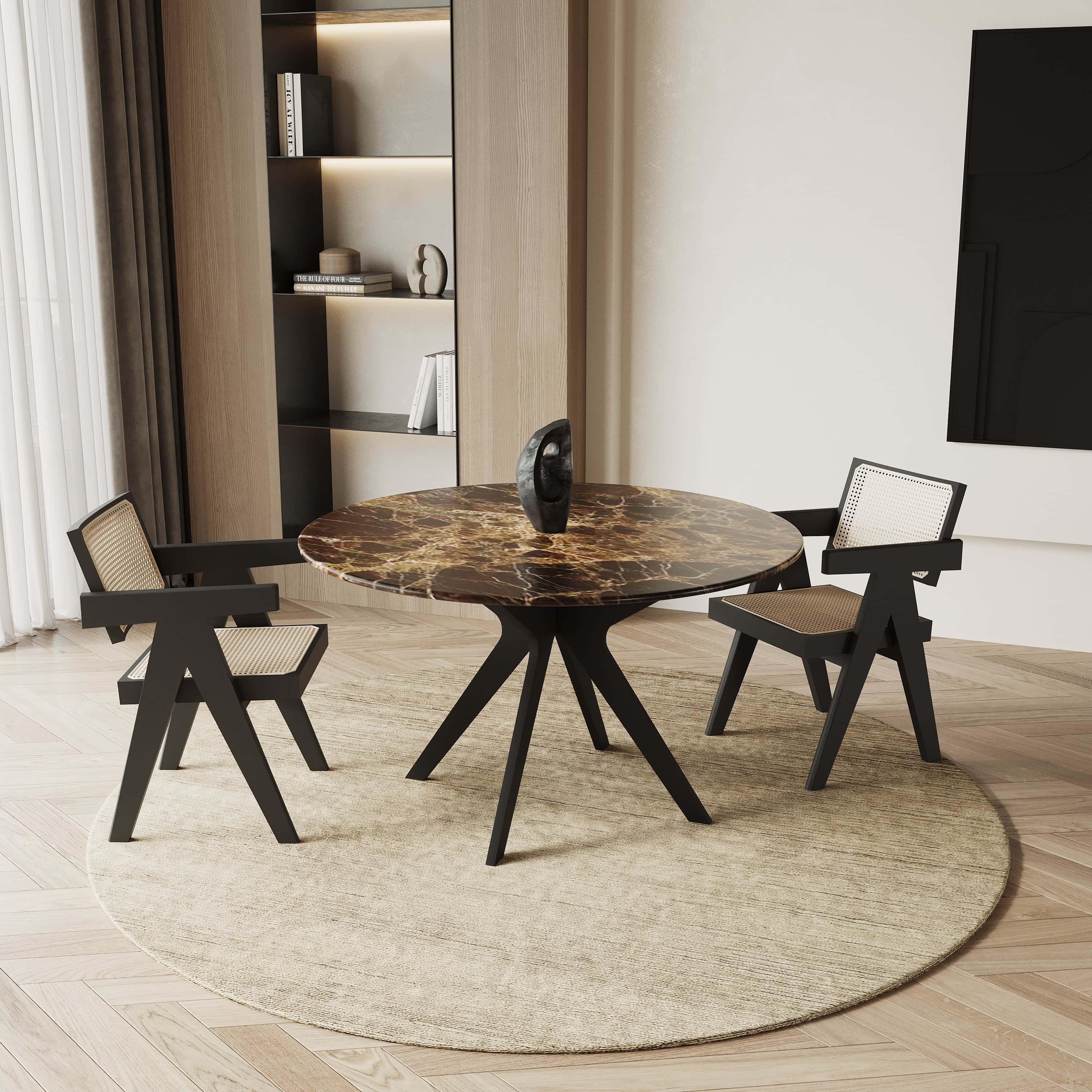 Ronde marmeren eettafel - Roman onderstel