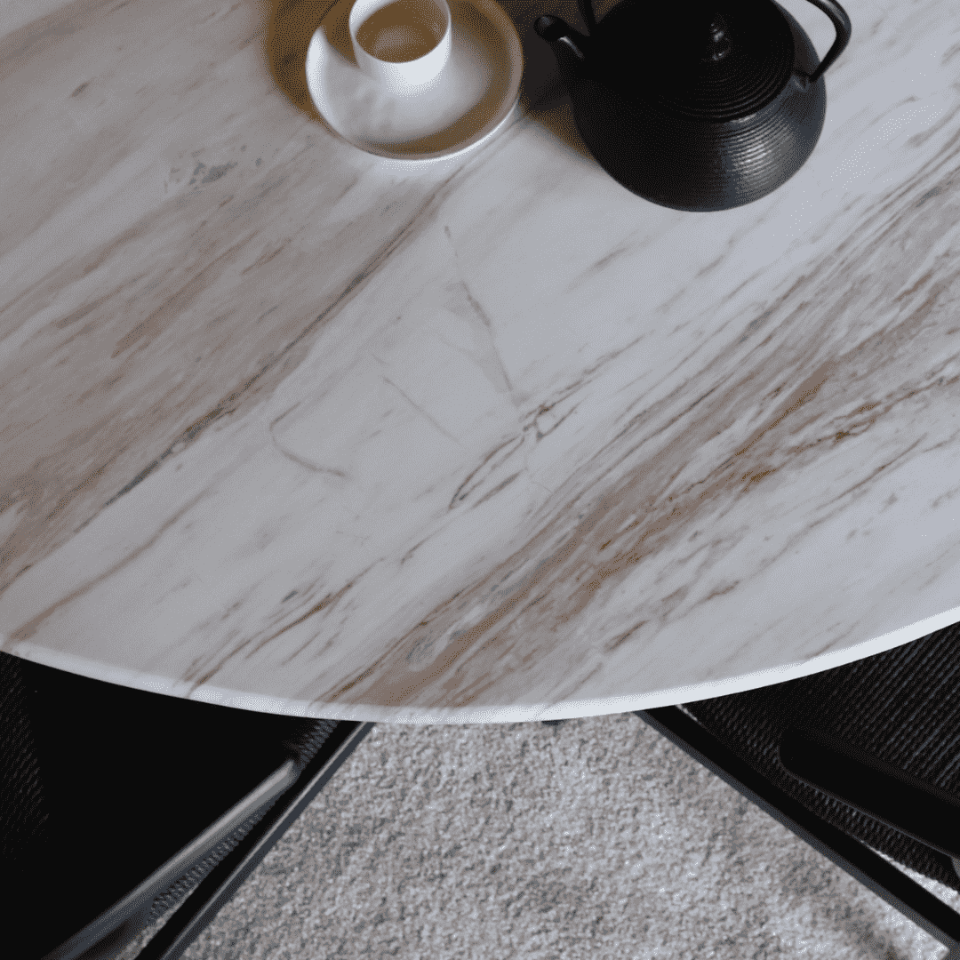 Ronde marmeren eettafel - Roman onderstel