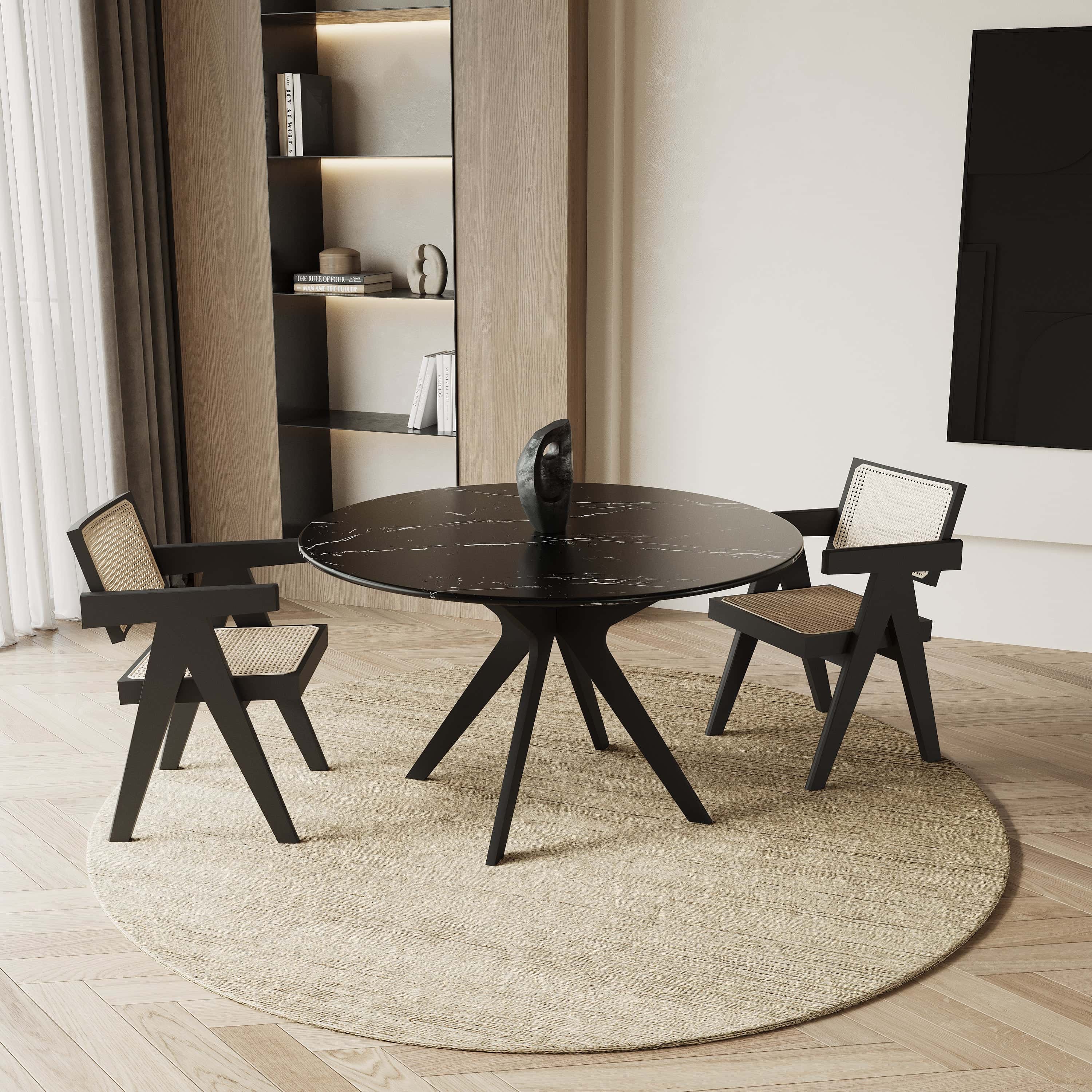 Ronde marmeren eettafel - Roman onderstel