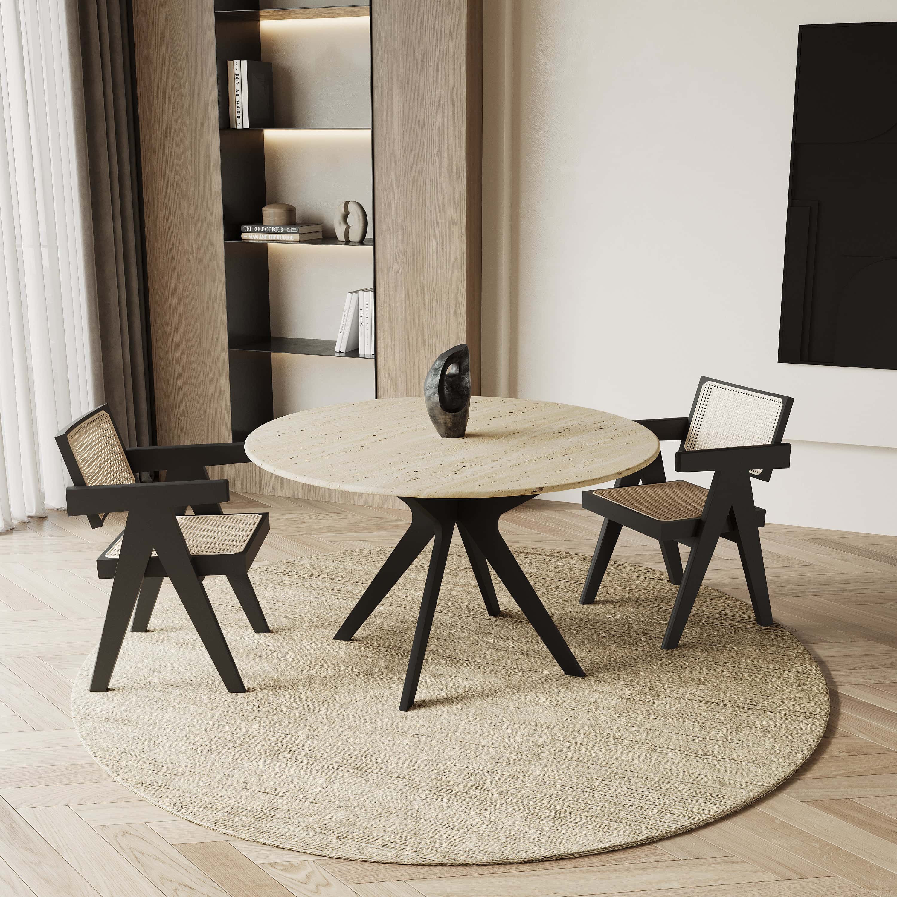 Ronde marmeren eettafel - Roman onderstel