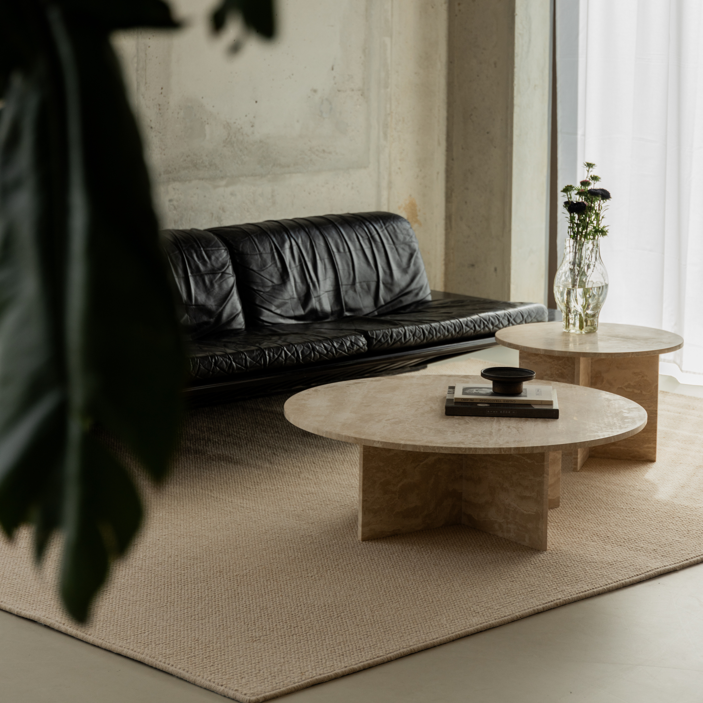 Salontafel set Yuno - Volledig Travertin rond