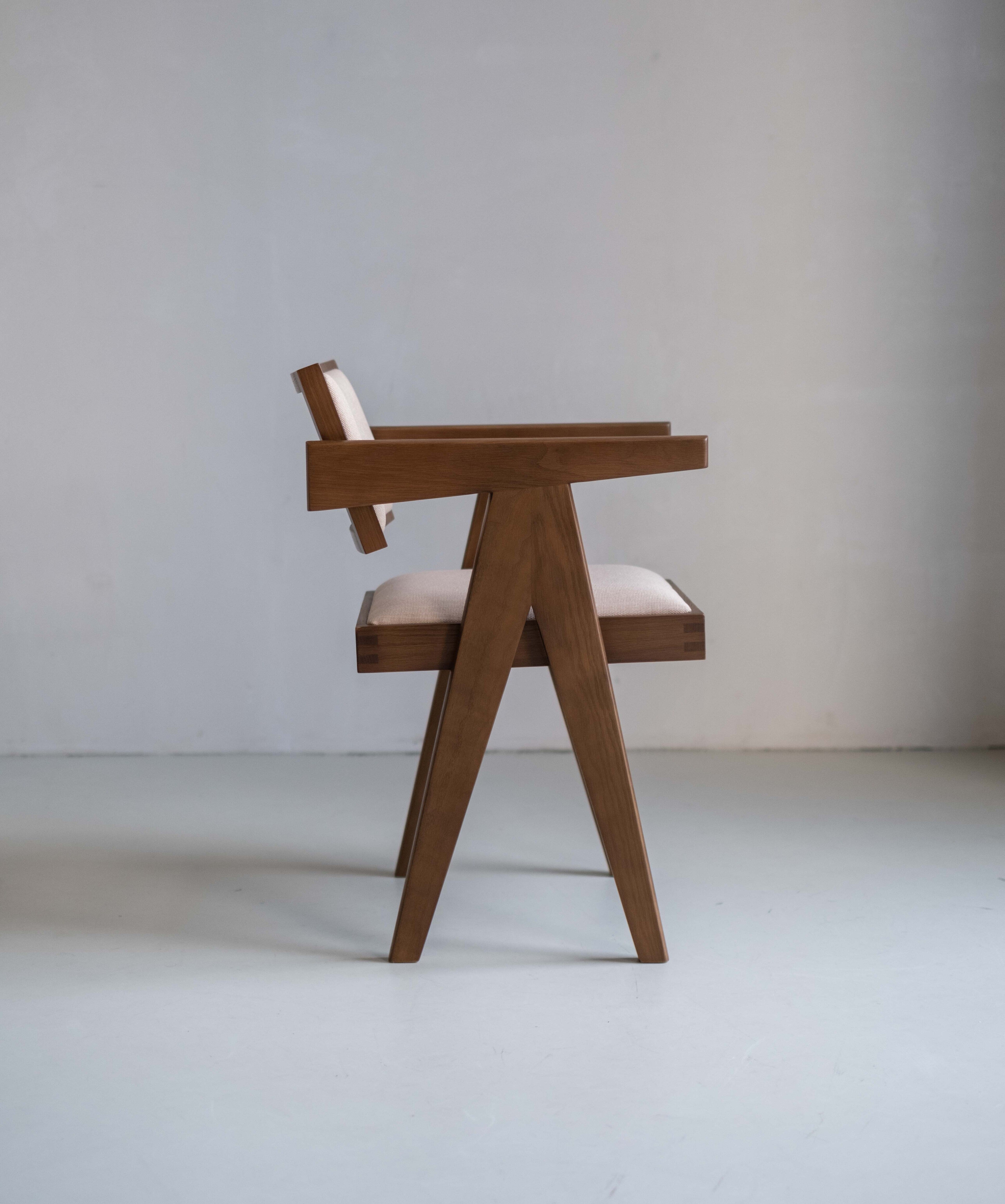 Rotan eetkamerstoel Pierre gestoffeerd - Bruin eiken