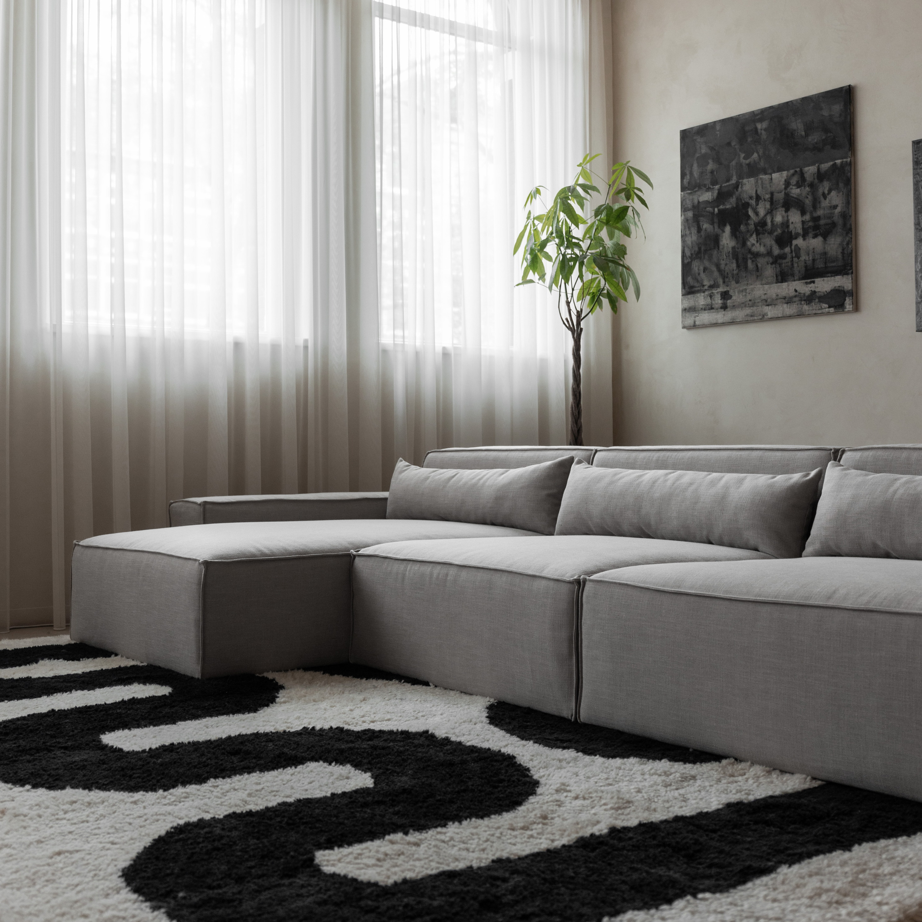 Modulaire Loungebank Malin - 3 zits met chaisse longue links