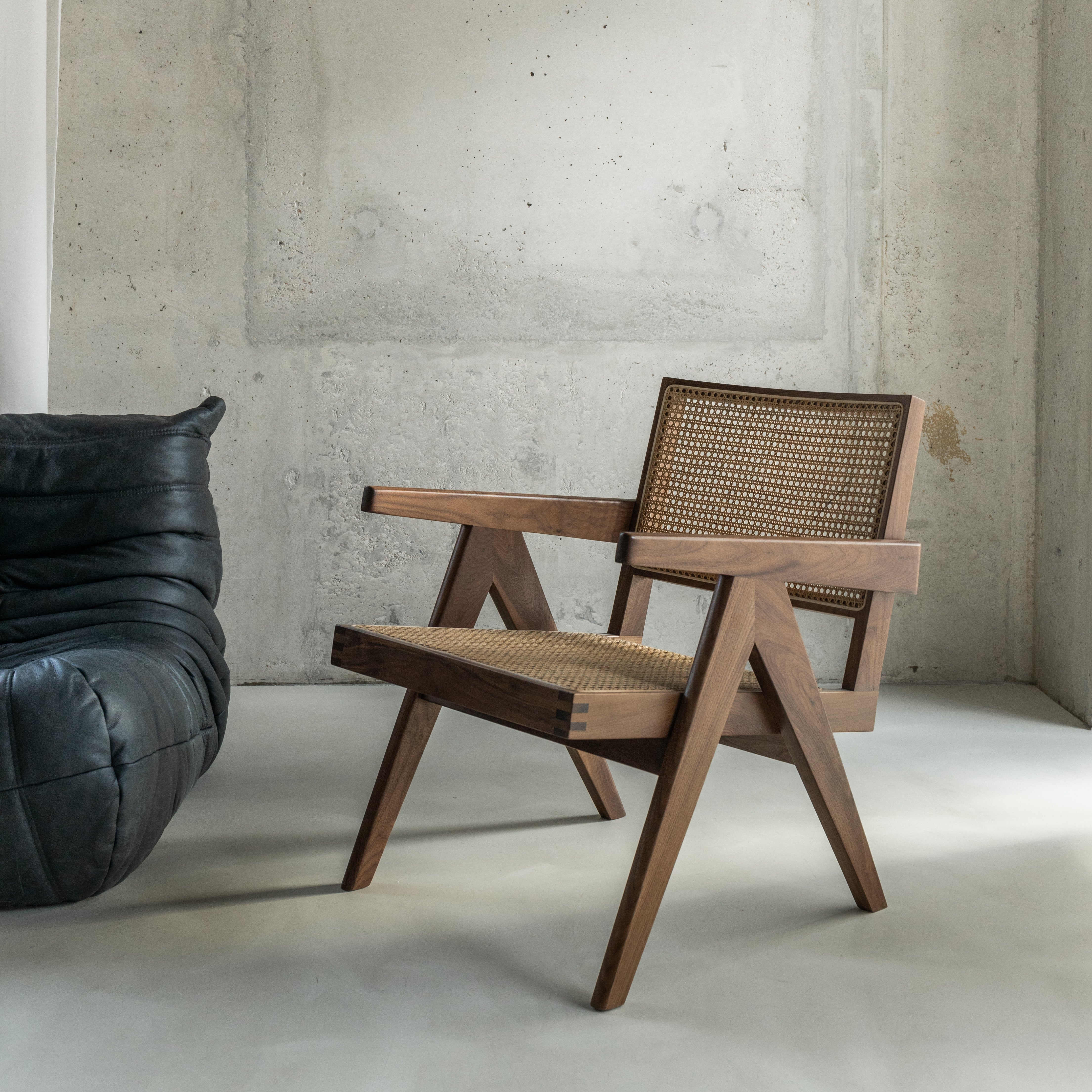 Rotan loungestoel Pierre - Walnoot