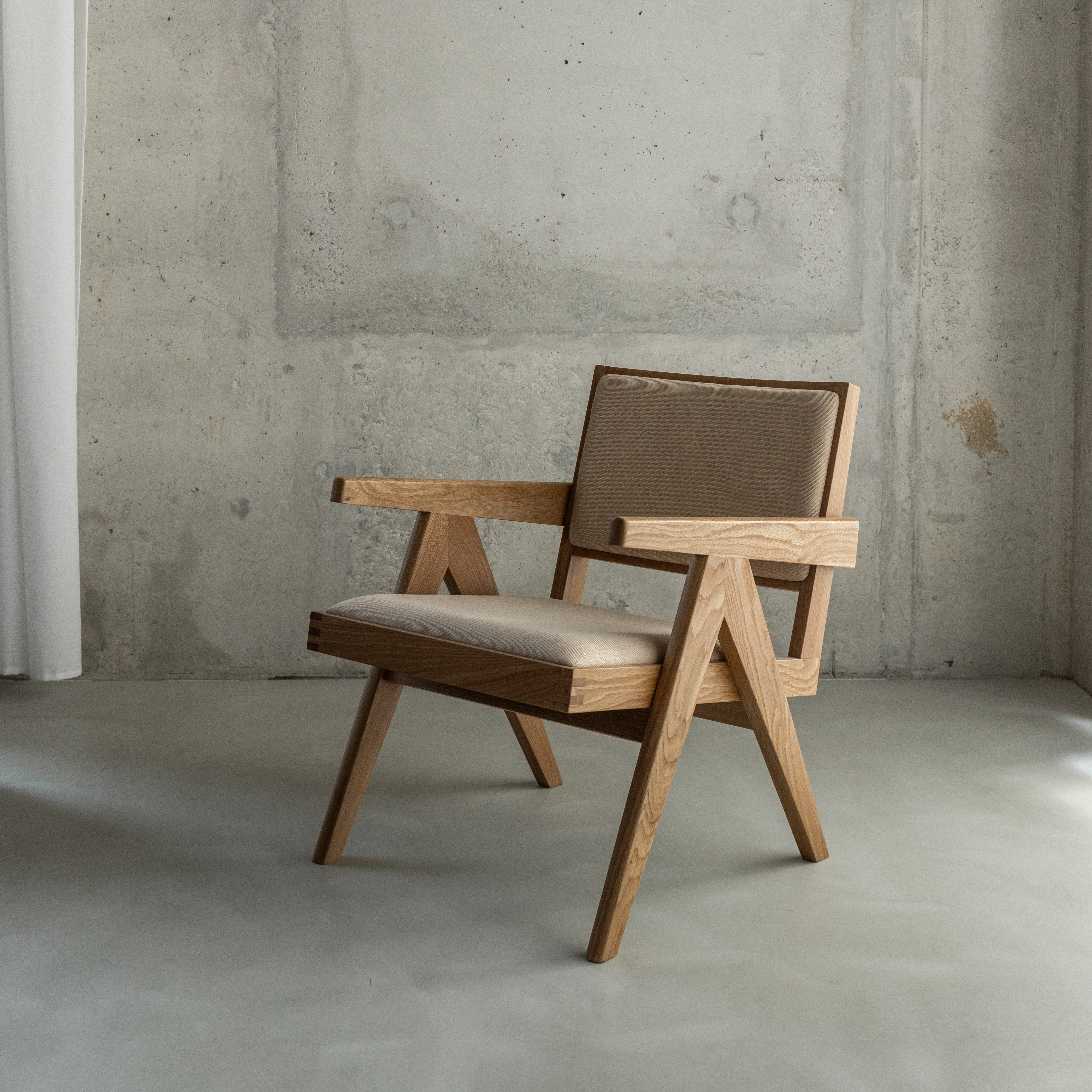 Rotan loungestoel Pierre gestoffeerd - Licht eiken