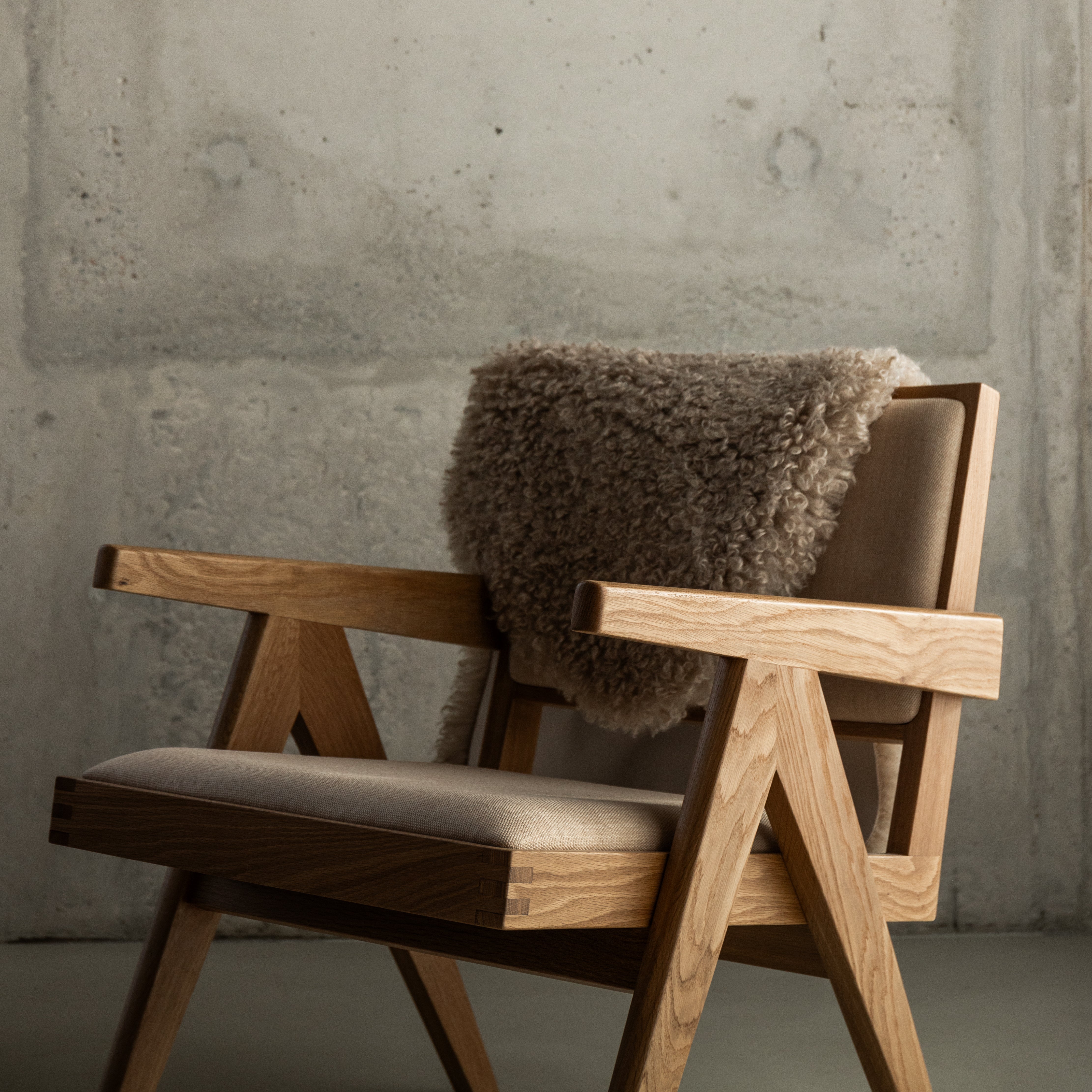 Rotan loungestoel Pierre gestoffeerd - Licht eiken