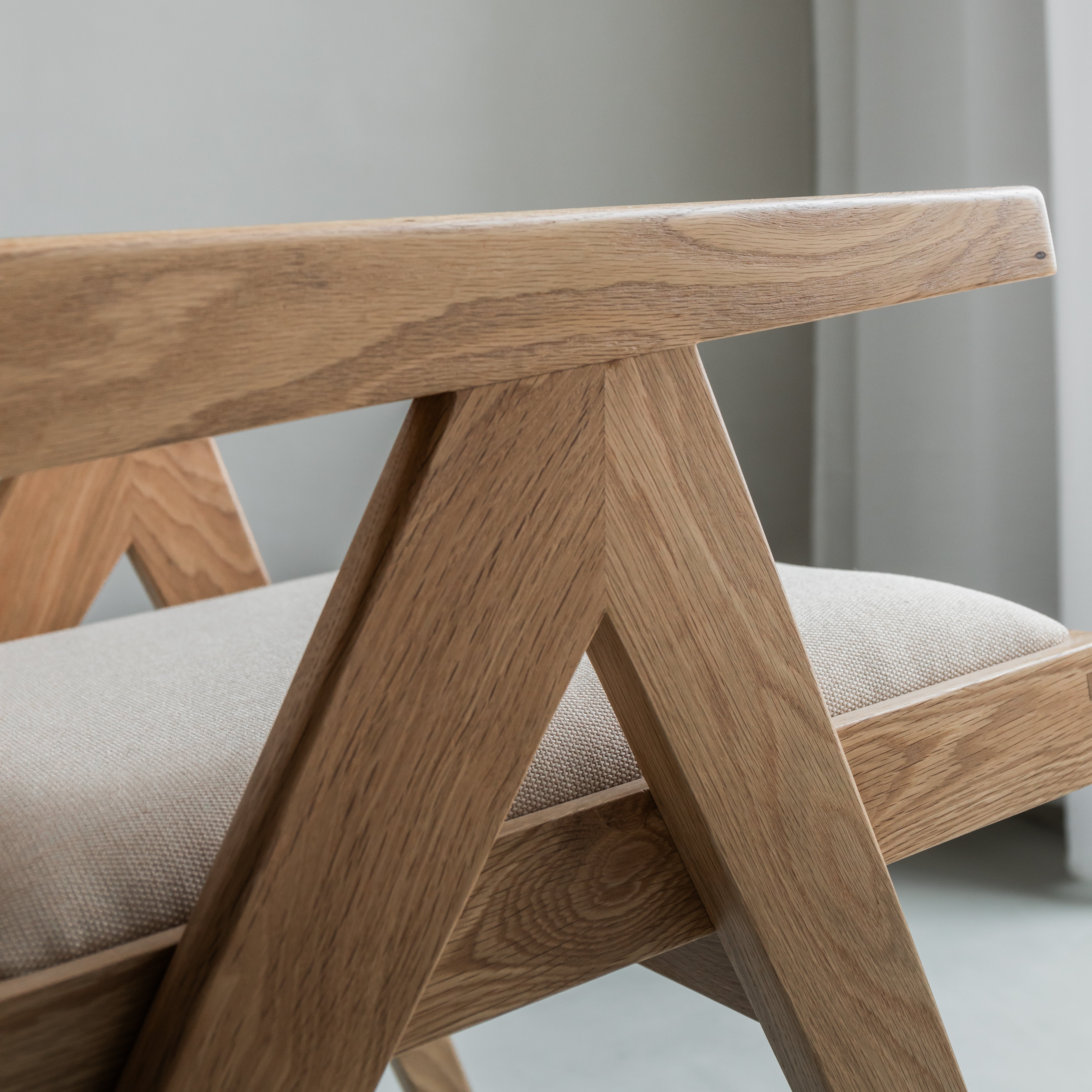 Rotan loungestoel Pierre gestoffeerd - Licht eiken