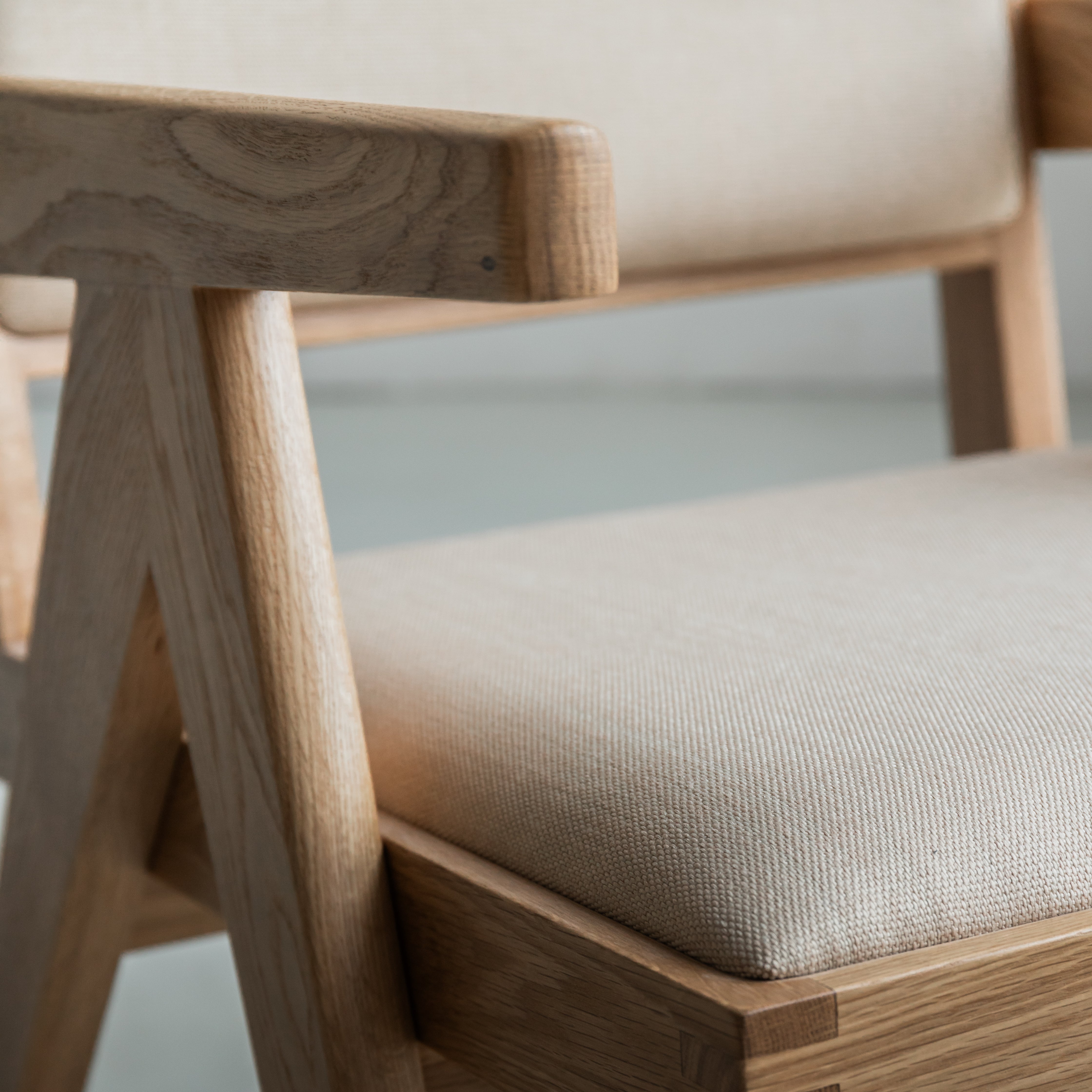 Rotan loungestoel Pierre gestoffeerd - Licht eiken