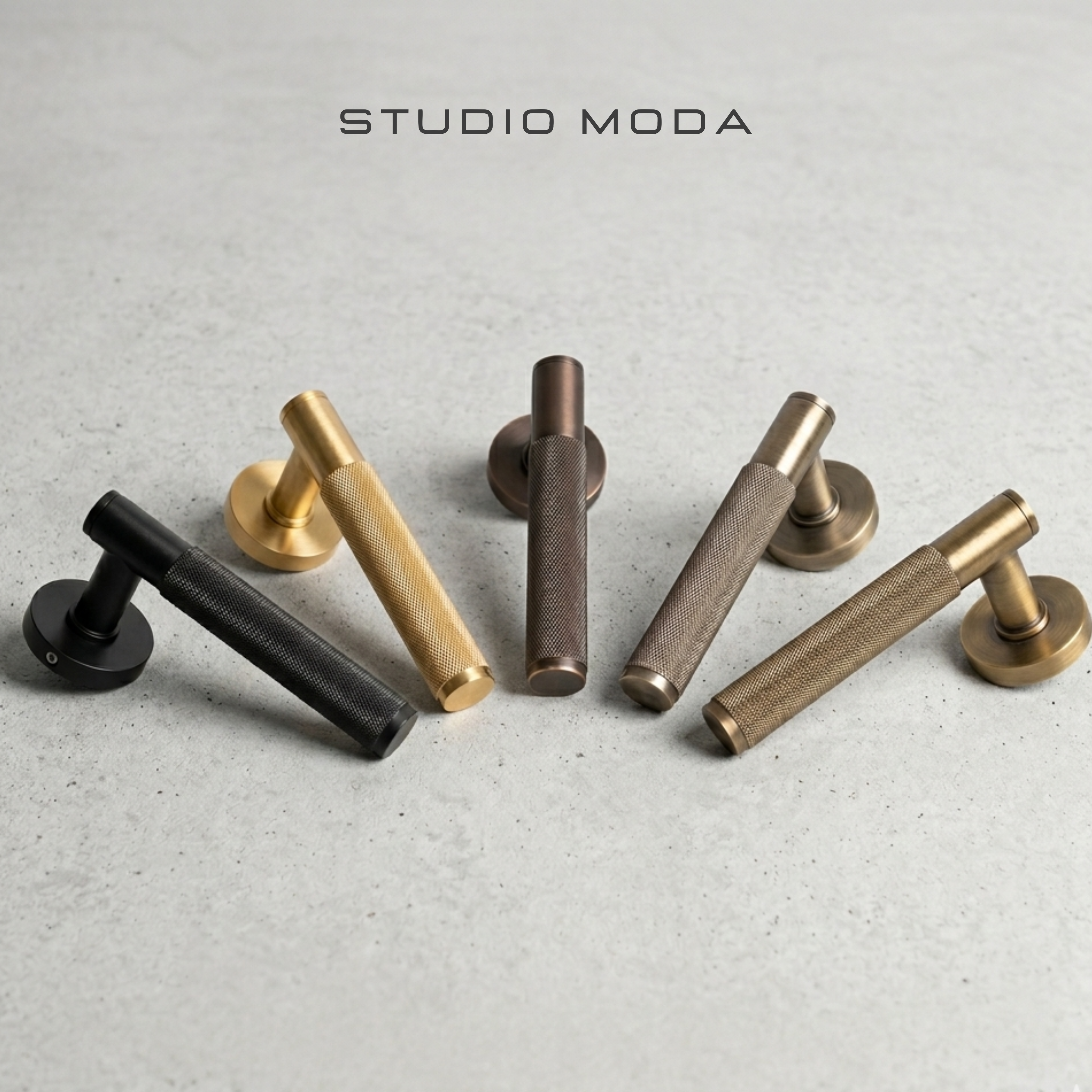 Smoked Bronze Brass Door Handle Set - no lock
