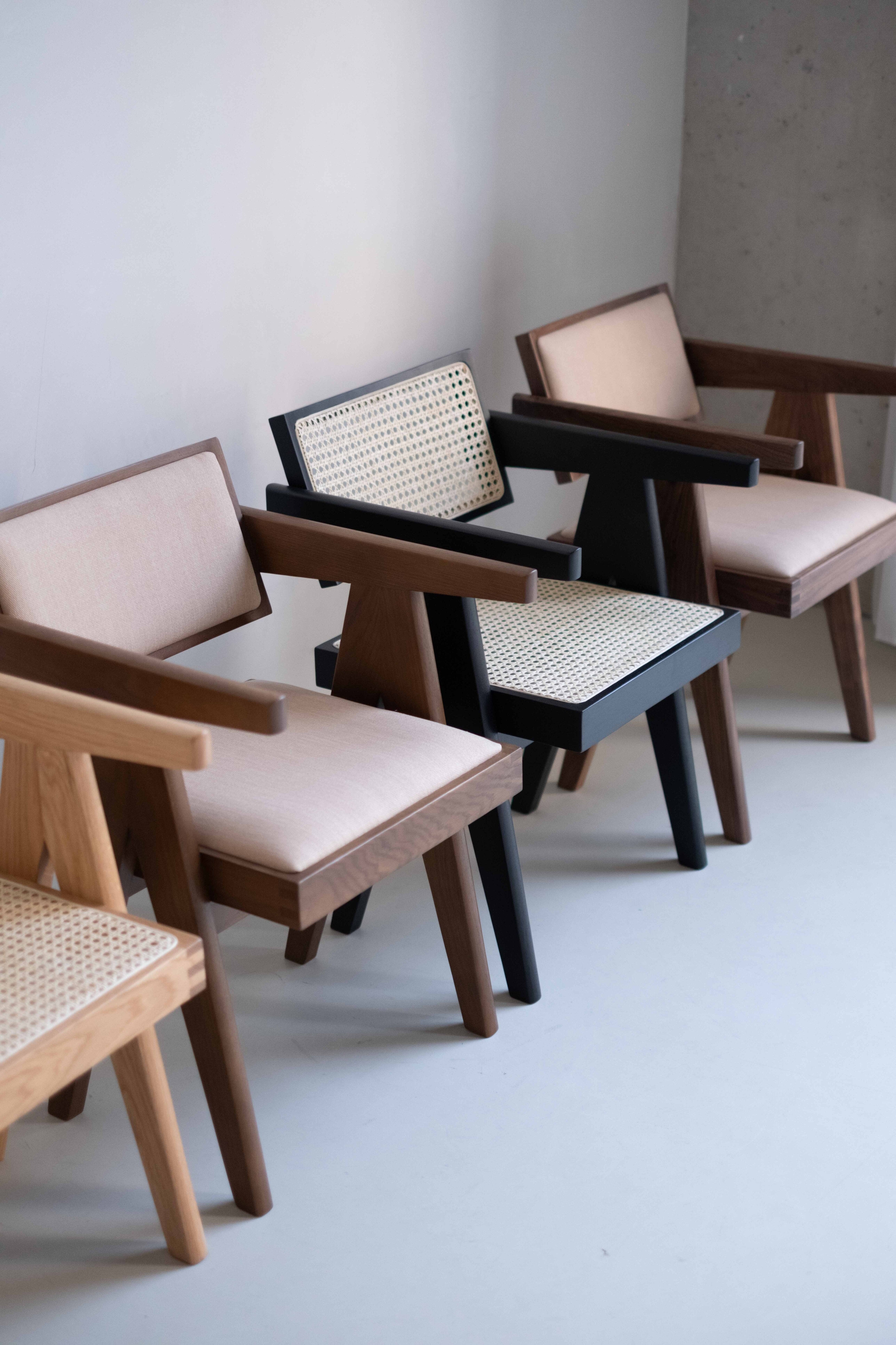 Rotan eetkamerstoel Pierre gestoffeerd - Bruin eiken