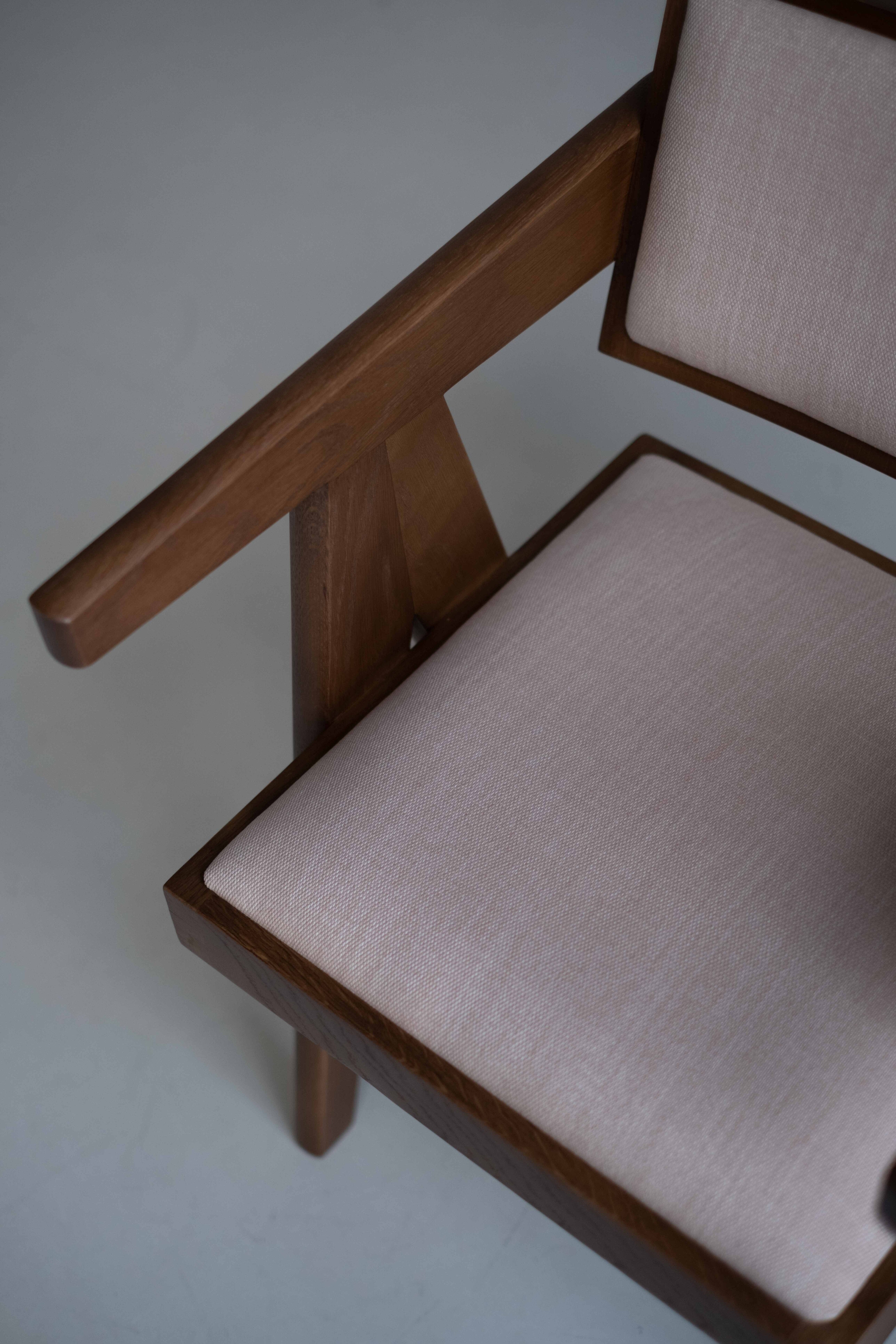 Rotan eetkamerstoel Pierre gestoffeerd - Bruin eiken