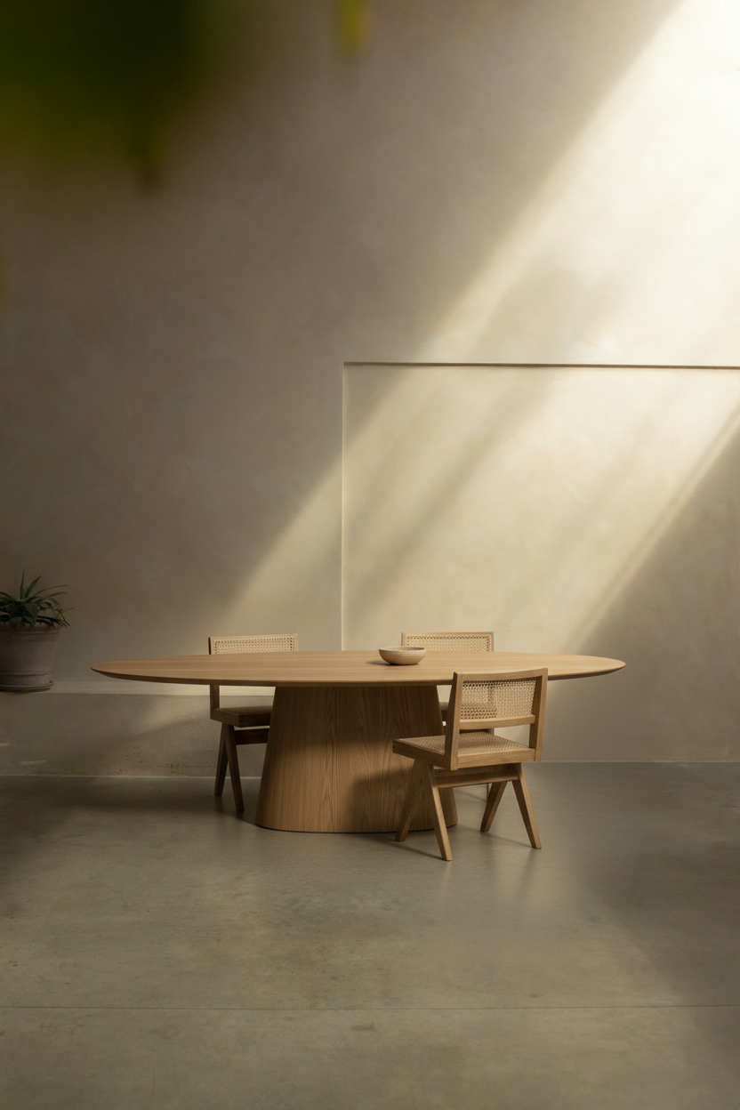 Houten ovale eettafel - Oqone - Licht eiken