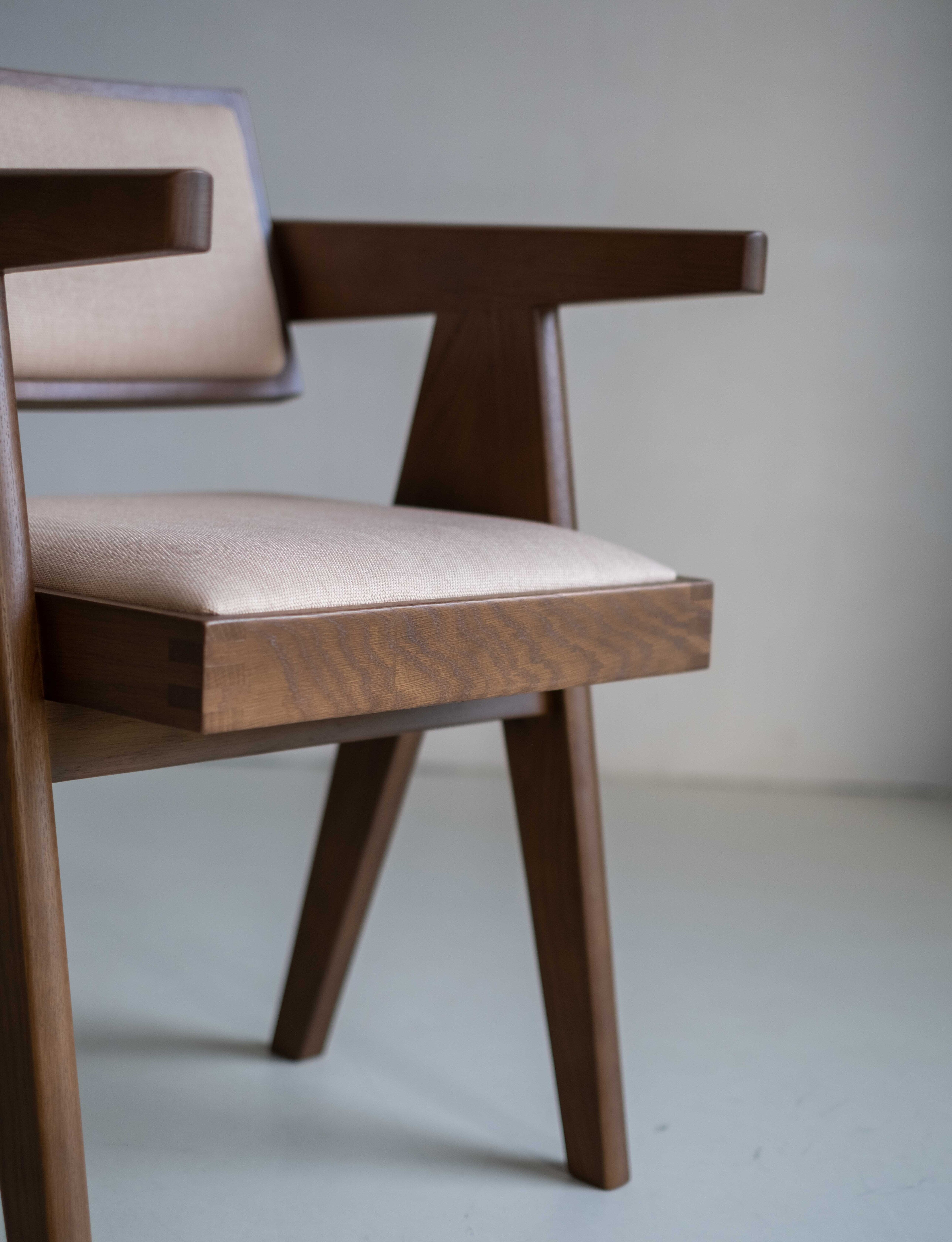 Rotan eetkamerstoel Pierre gestoffeerd - Bruin eiken