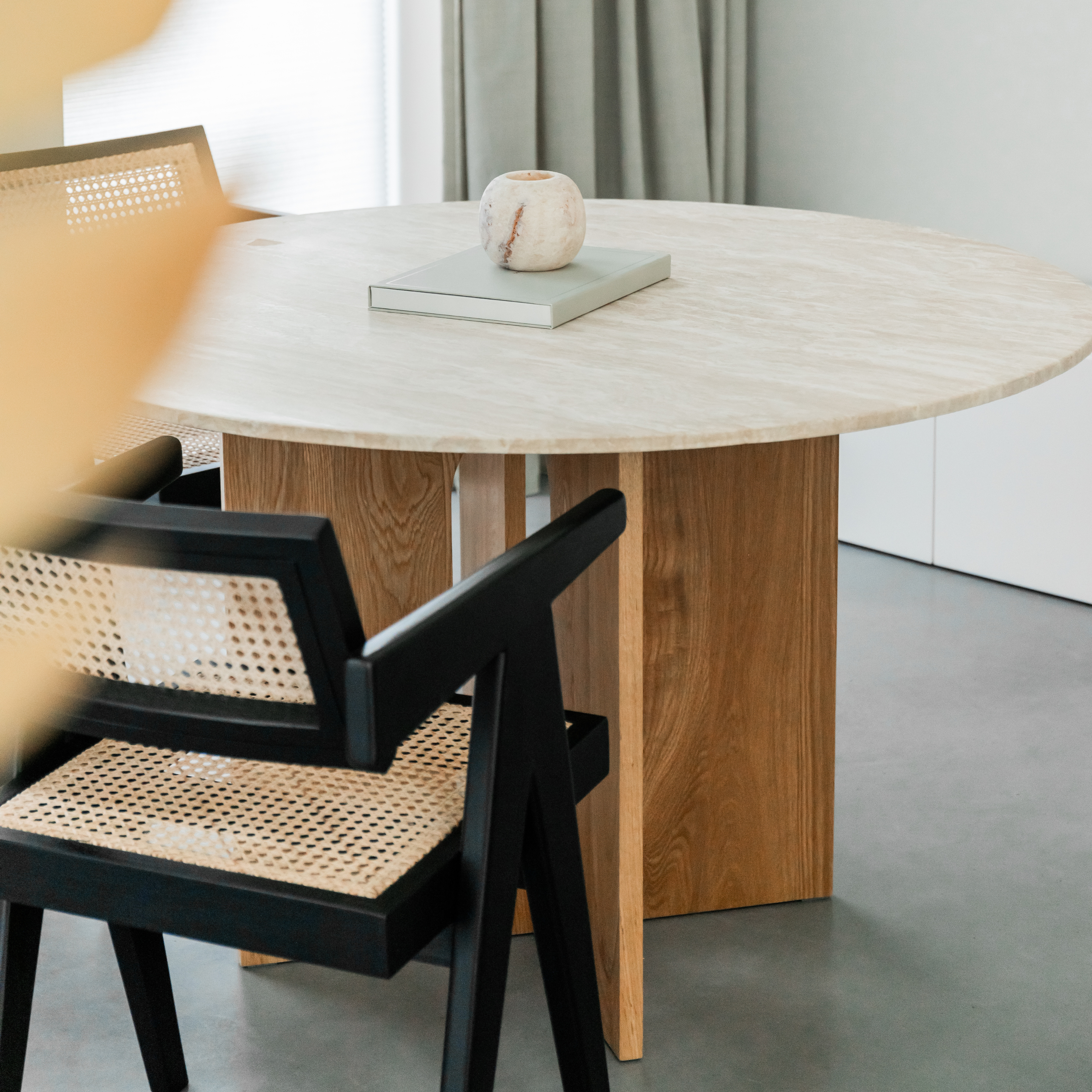 Ronde eettafel Maru 120cm - Marmer & licht eiken