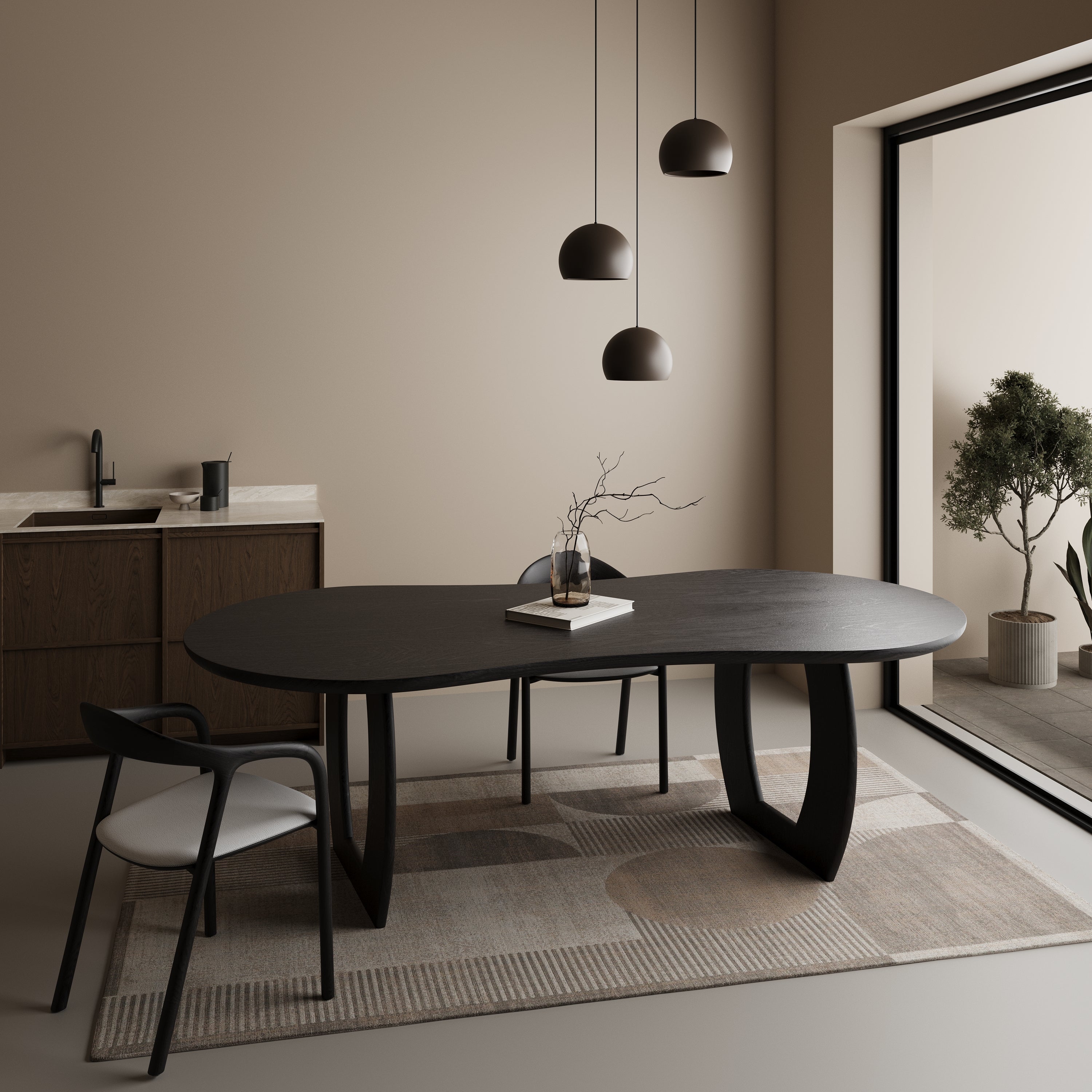 Houten organische eettafel - Halo - notenhout