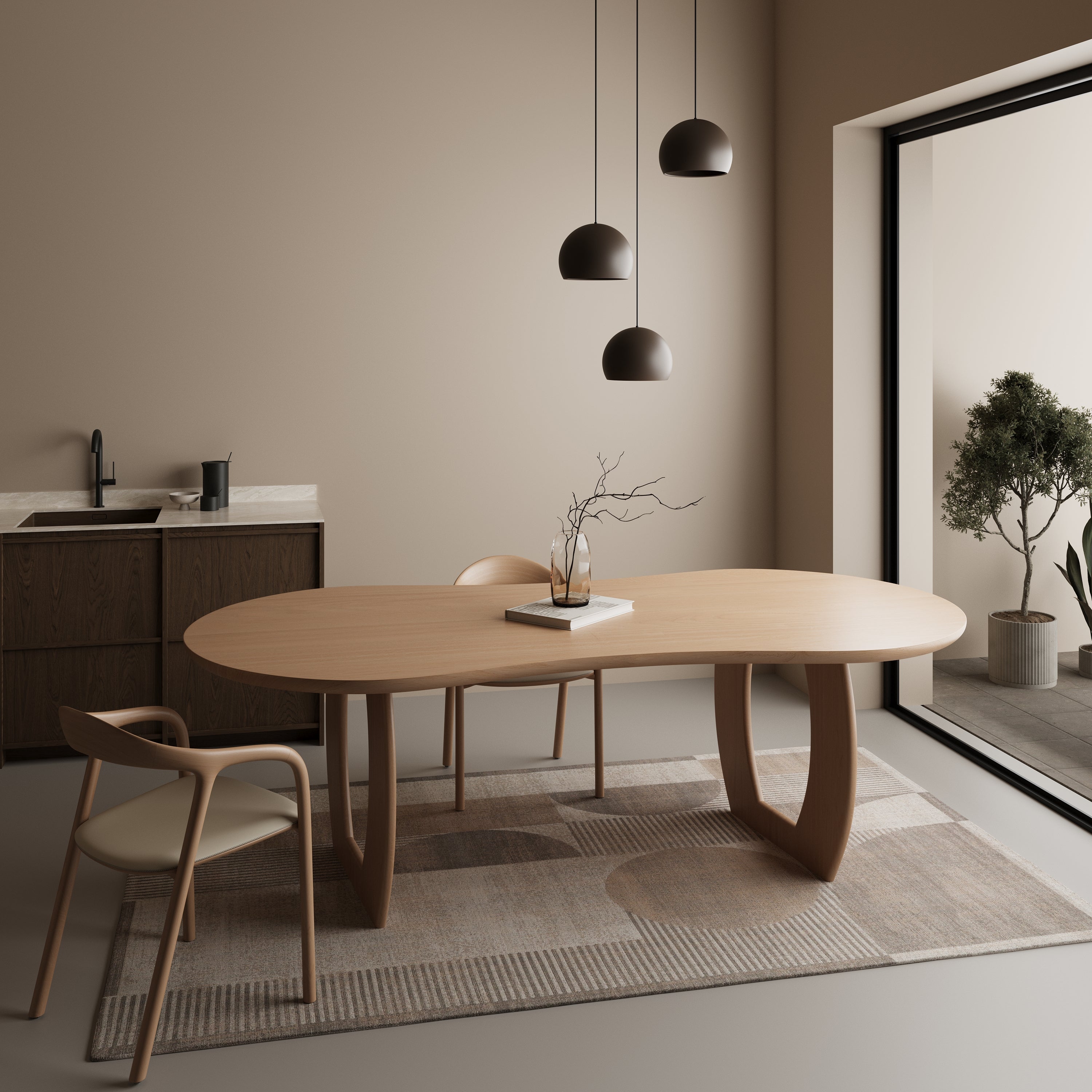 Houten organische eettafel - Halo - notenhout