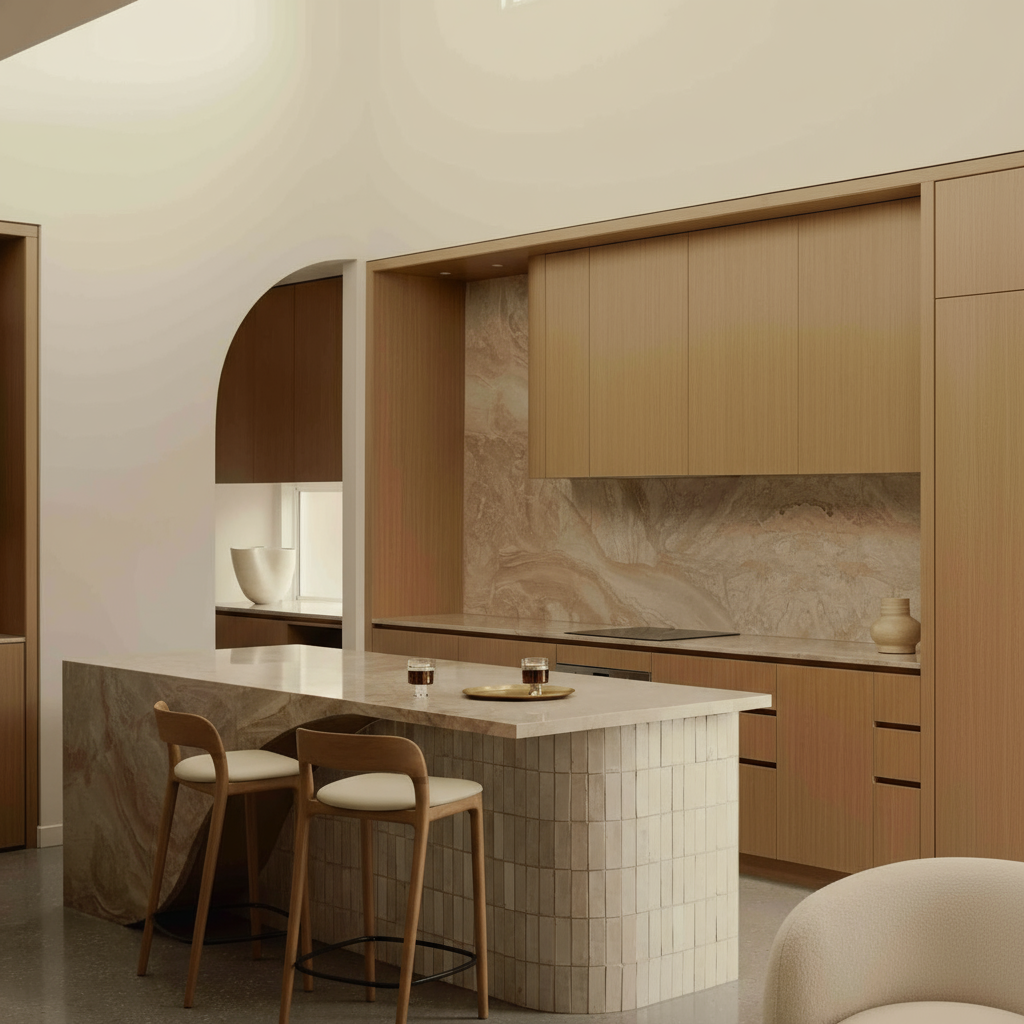 Kana barkruk licht eiken - Beige leer