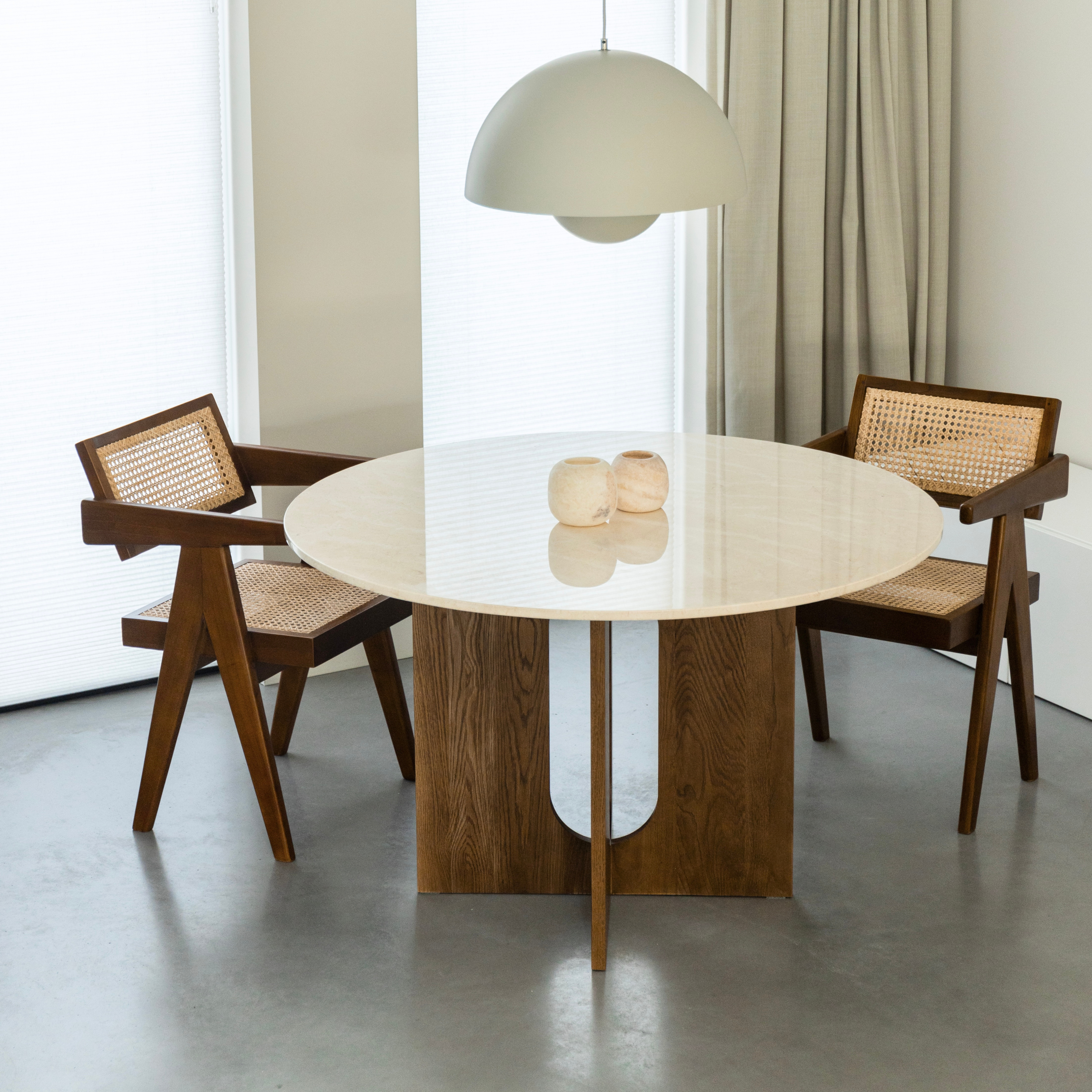 Ronde eettafel Maru - Marmer & bruin eiken