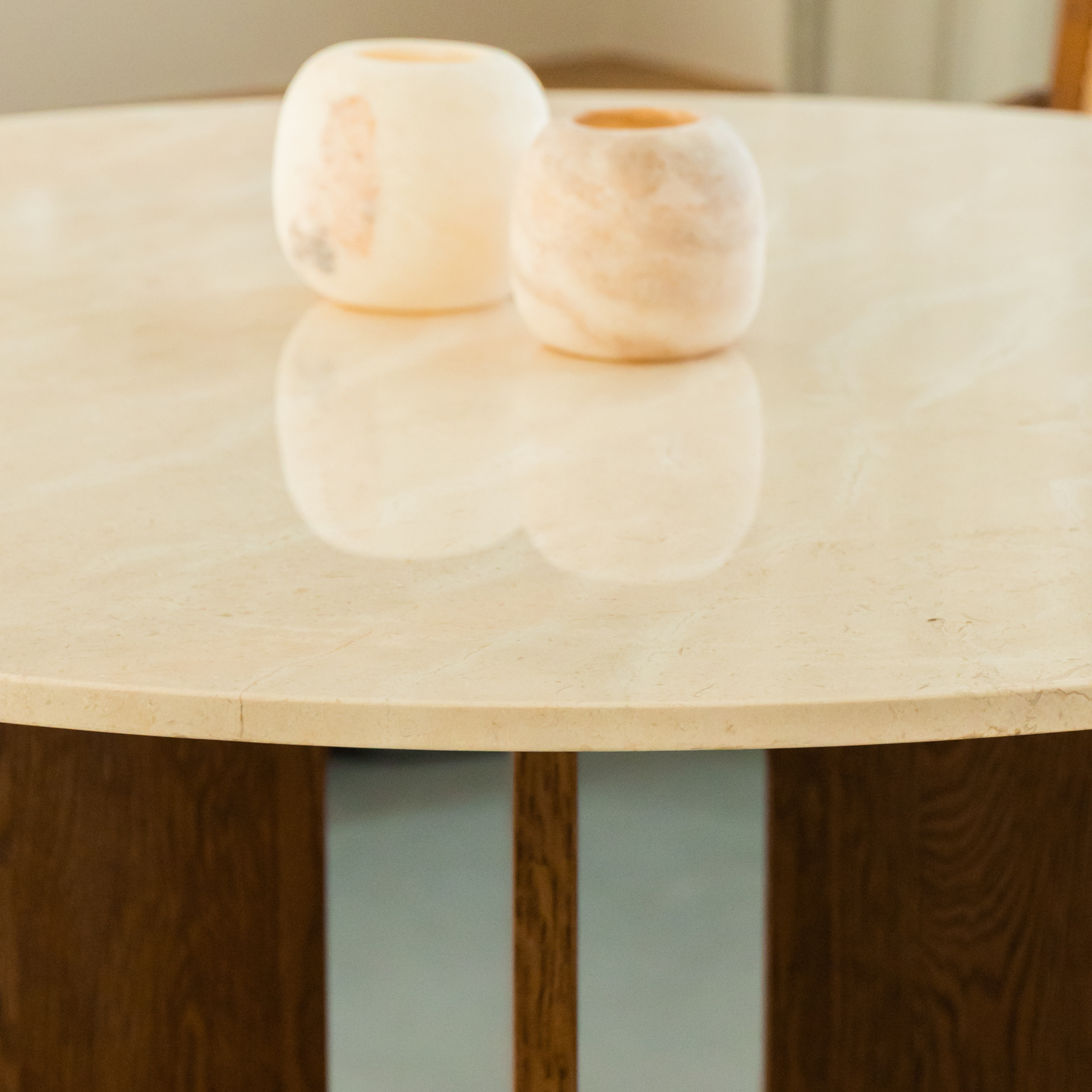 Ronde eettafel Maru 120cm - Marmer & bruin eiken